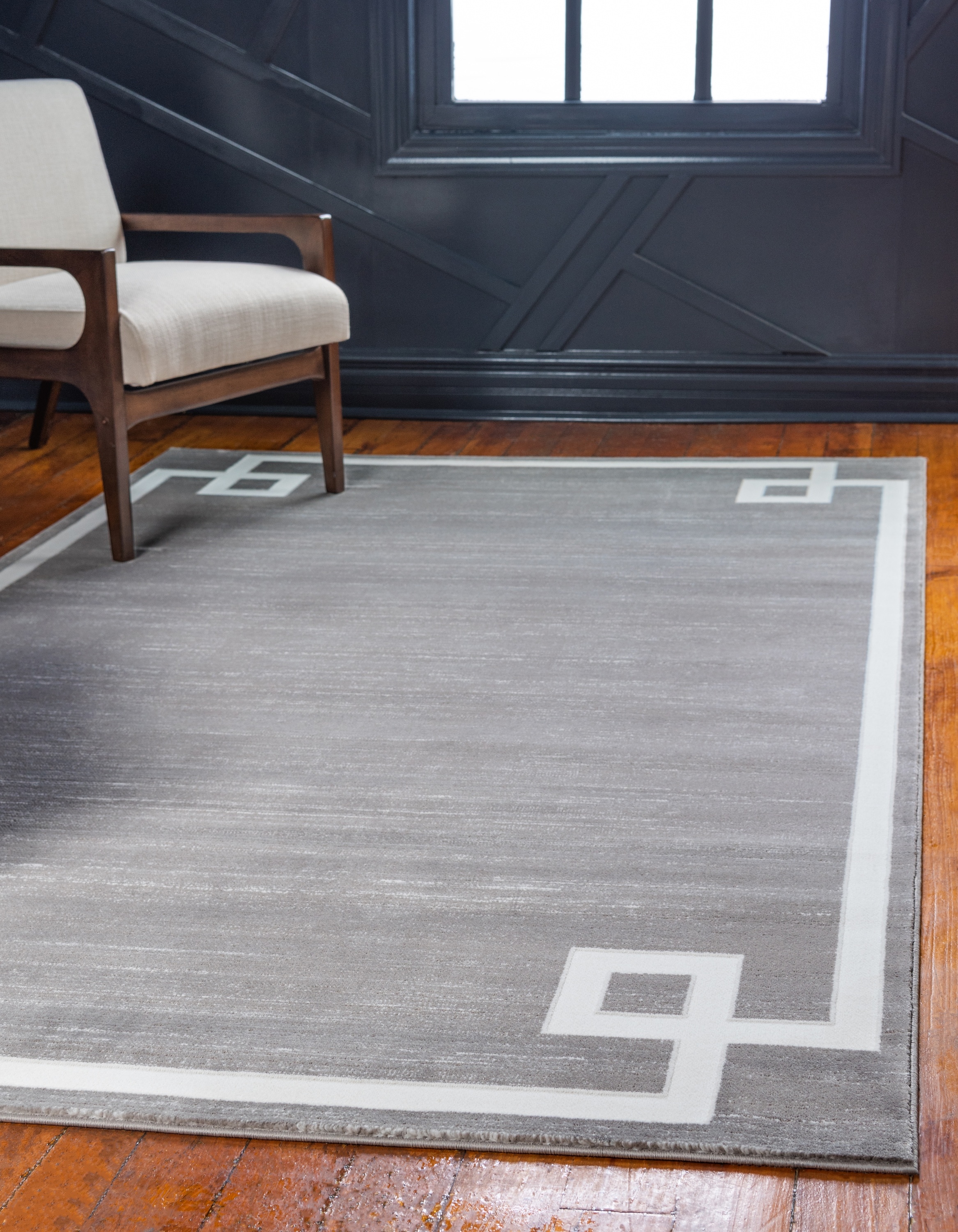 Unique Loom 3141198 Jill Zarin Lenox Hill Uptown 8 x 10 (ft) Loomed Polypropylene Gray Rectangular Indoor Geometric Industrial Area rug