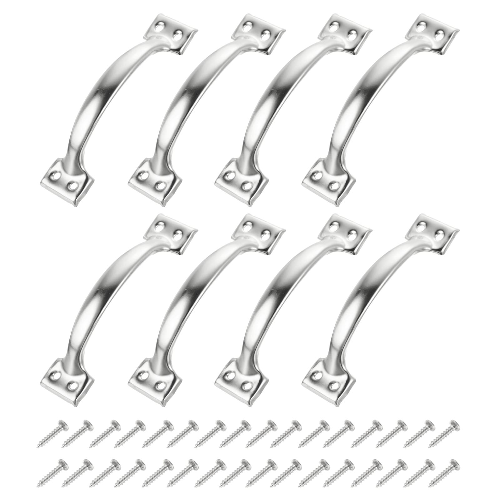 Unique Bargains S25093000UX5583 8pcs 6-Inches Gate Handle Metal Vintage Door Drawer Pulls Vintage Furniture Handles with Screw for Kitchen Cupboard Closet Door Silver - Thumbnail