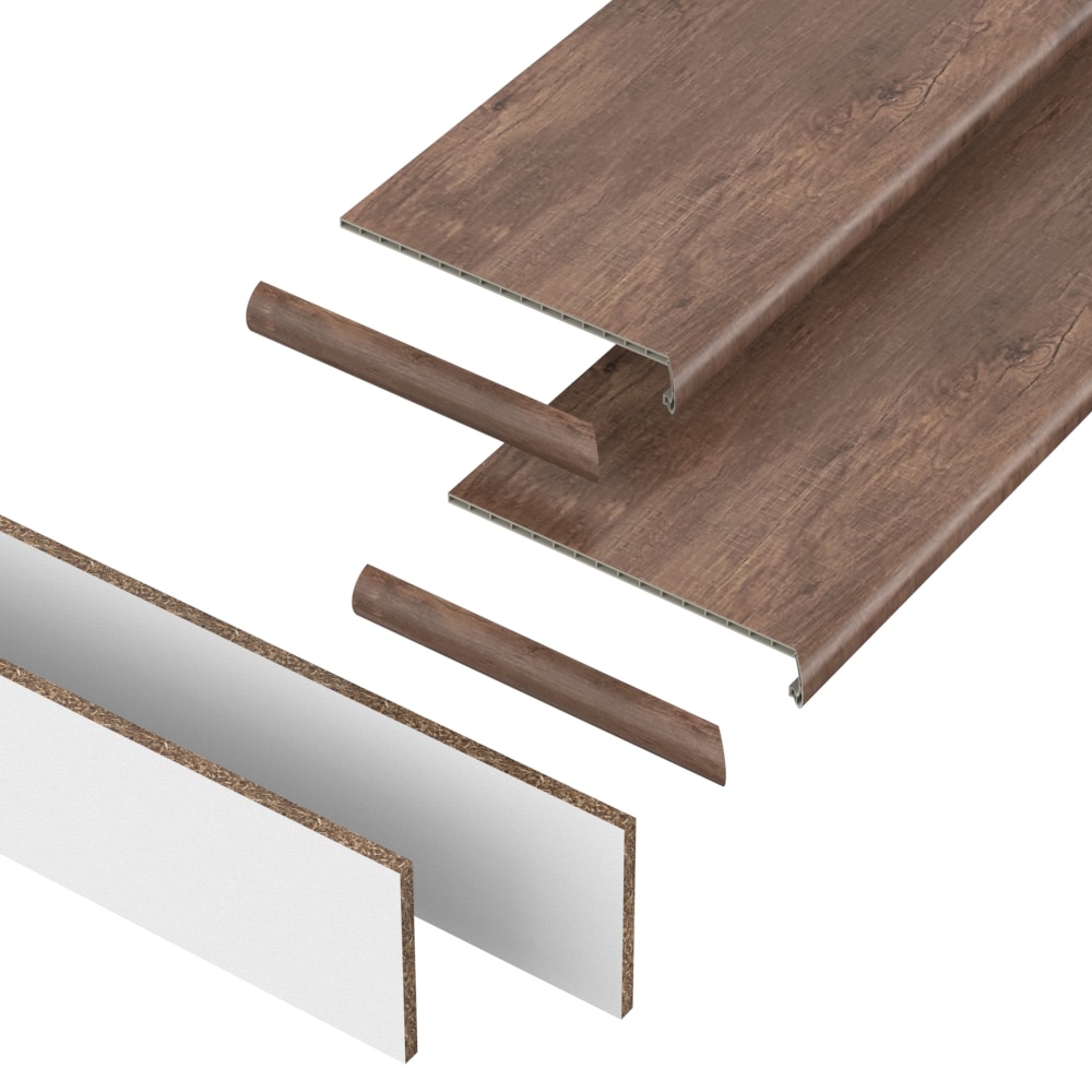 Pergo VTDKS-PR036 StairCraft (2-pack tread and riser kit) 48-in x 12.2-in x 1.73-in Marsala Vinyl Reversible return Bullnose Stair Tread