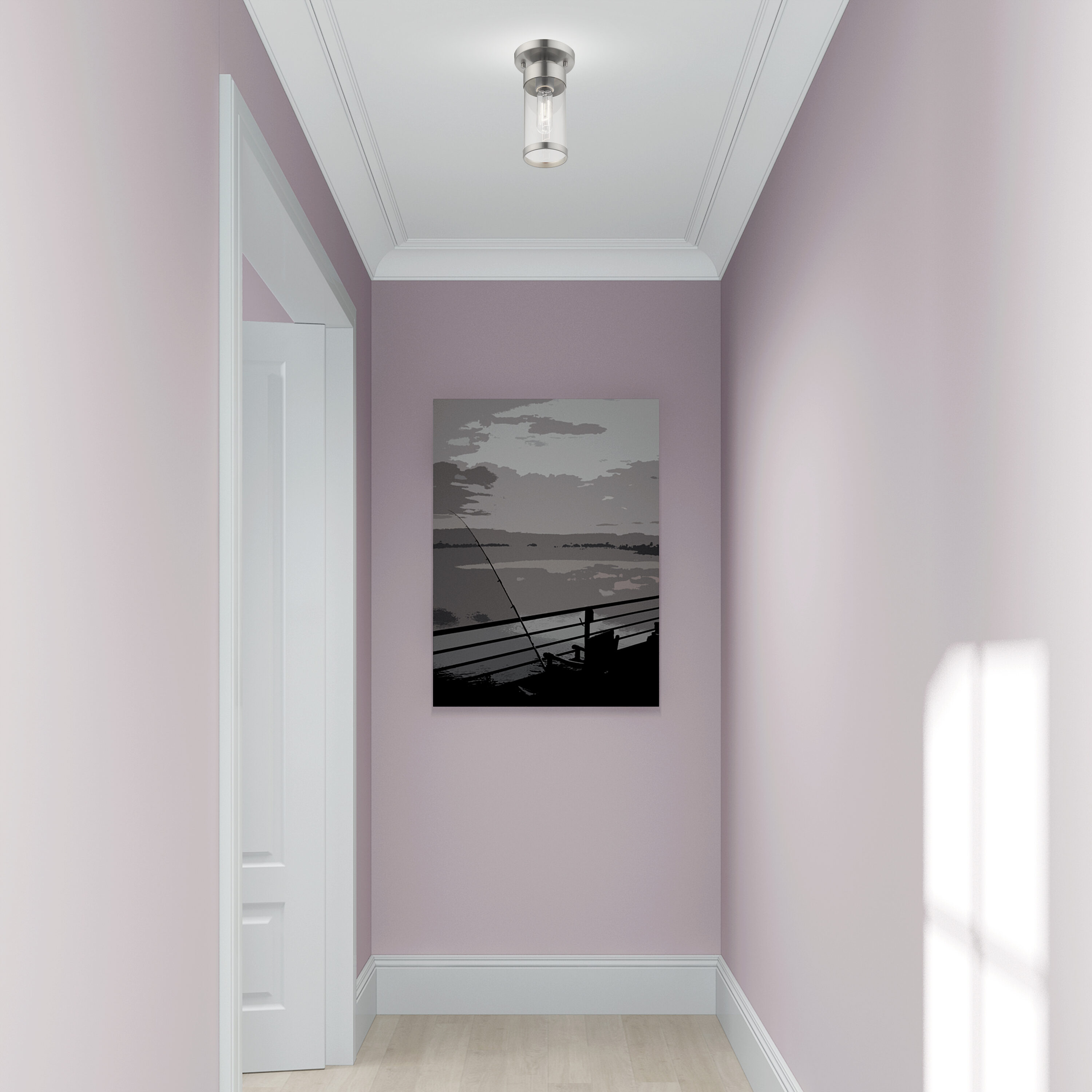 Hillcrest Contemporary Brushed Nickel 1-Light Flush Mount