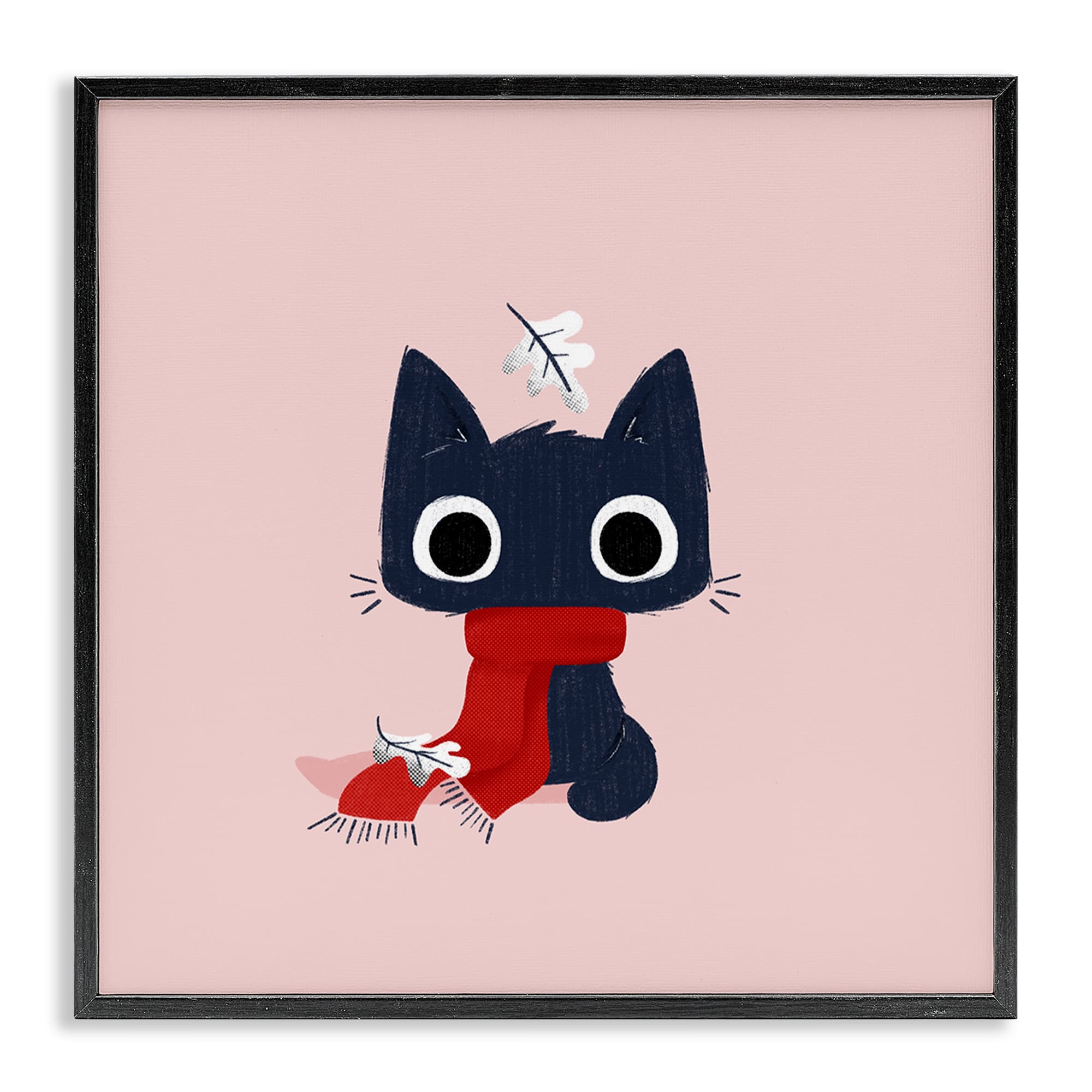 Stupell Industries BT-453-FR-12X12 Little Kitten in Scarf Black Framed Giclee Art By Sarah Hickman 12 x 12