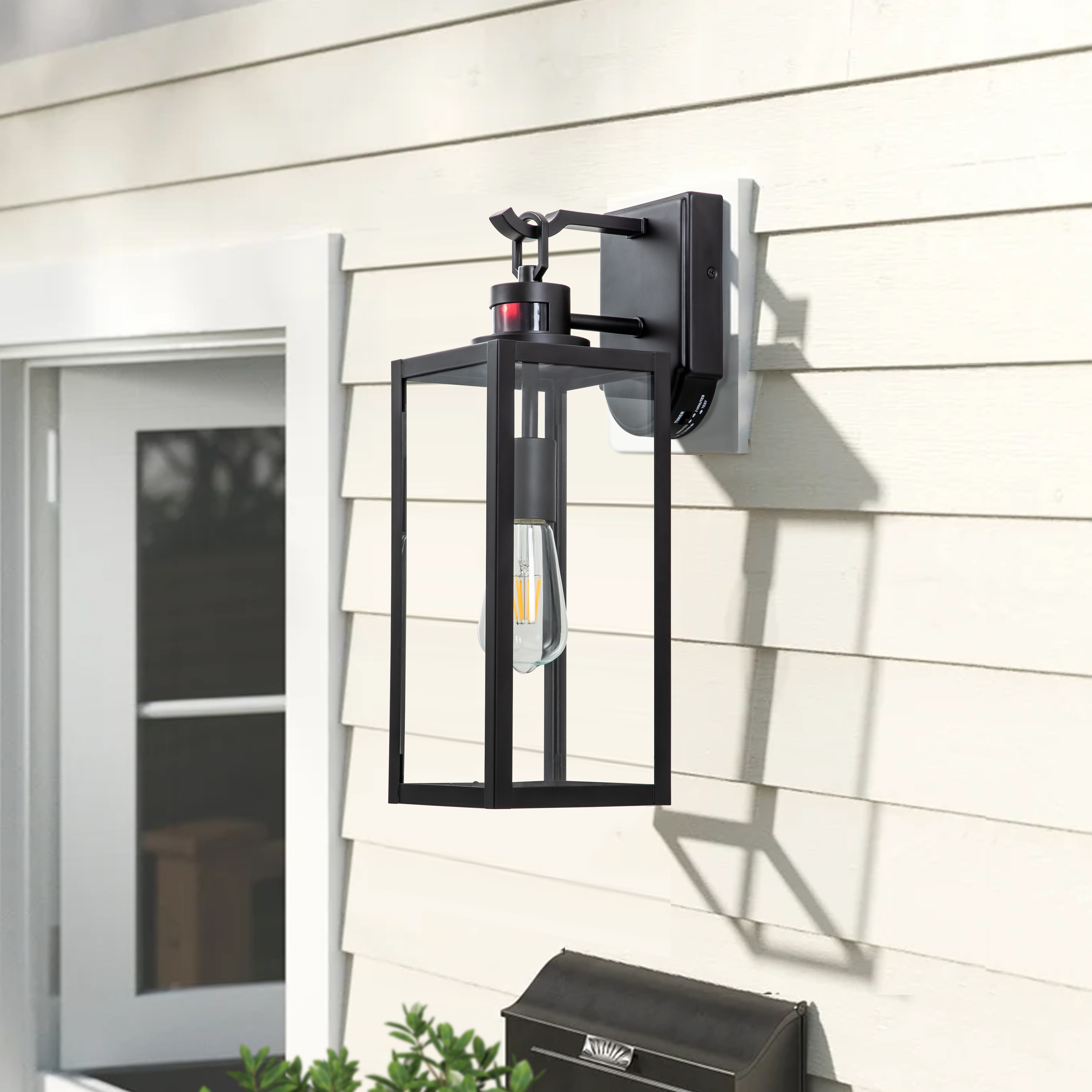 C Cattleya LCA2331-W 1 -Light 18-in H Matte Black Hardwired Motion Sensor Dusk to Dawn Outdoor Wall Light