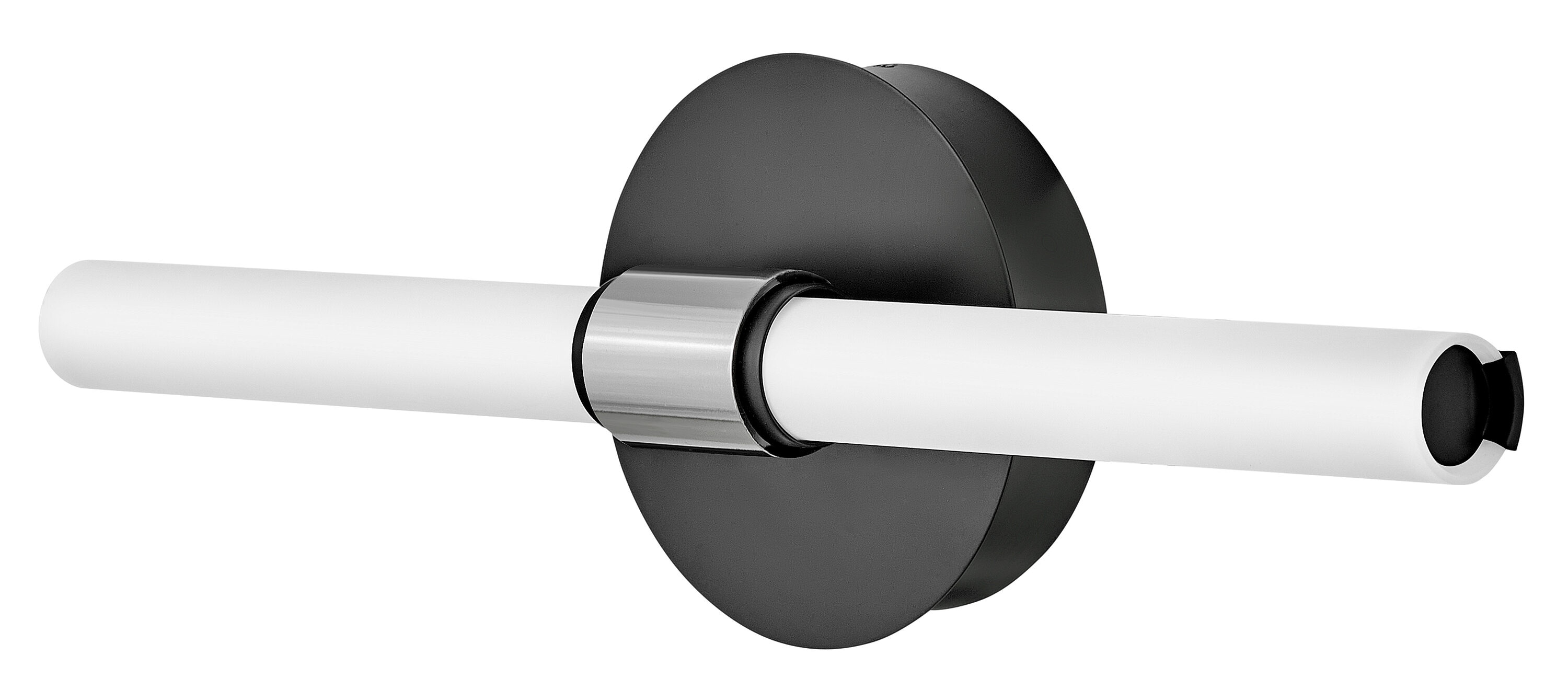 Kai Medium Black and Chrome LED Vanity Light with Etched Opal Glass