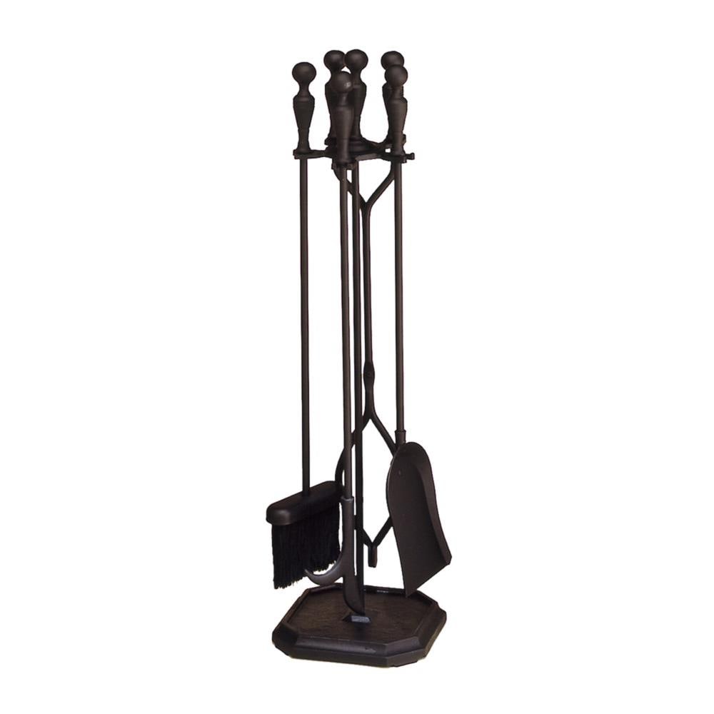 Minuteman 4 Piece Shepherd's Hook III Wrought Iron Fireplace Tool Set; 38.5'' H, Black