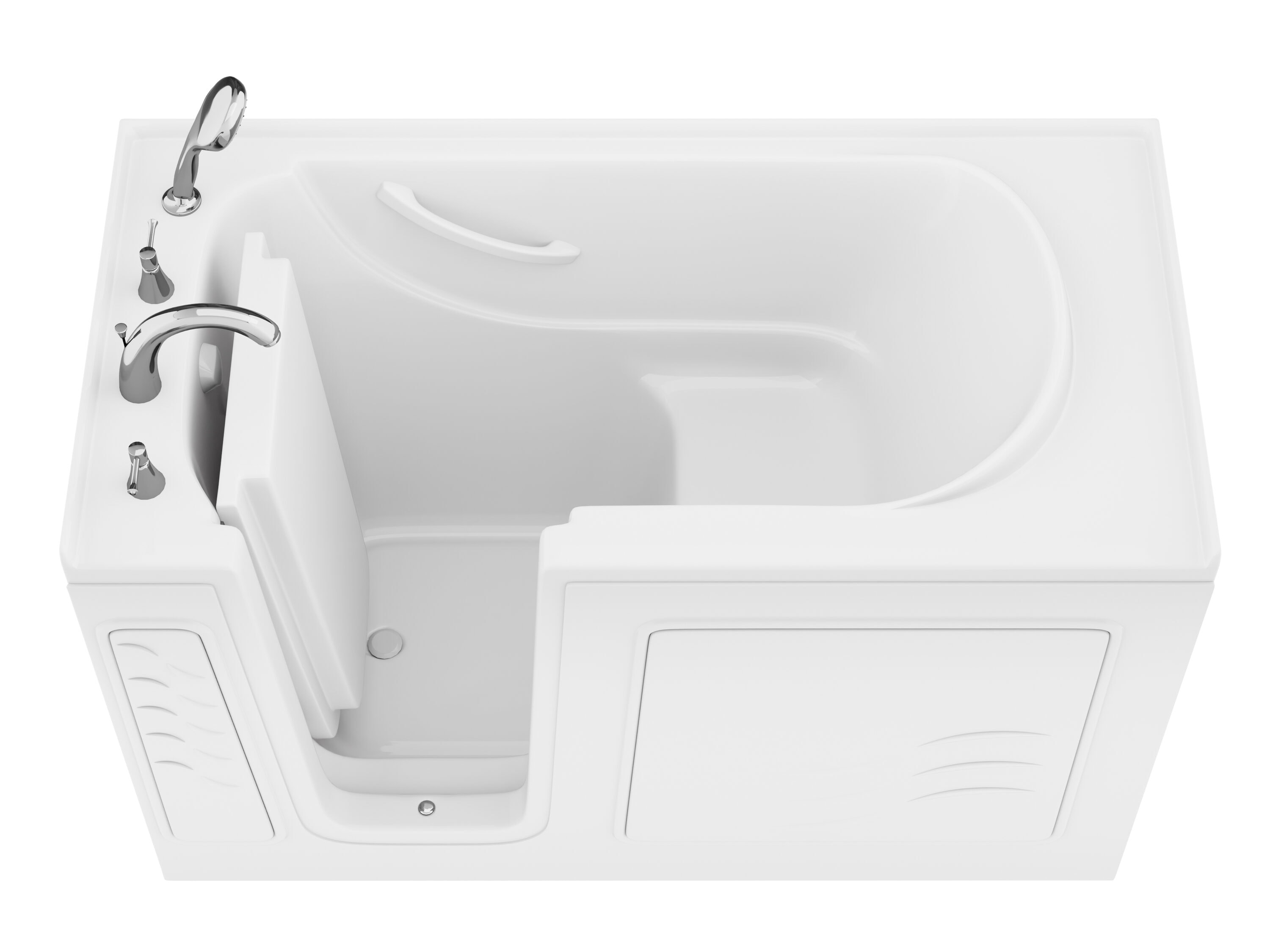 Endurance LSB3060LWS 60-in x 30-in White Acrylic Rectangular Walk-in Soaking bathtub with Faucet Hand Shower with Drain ( Left Drain )