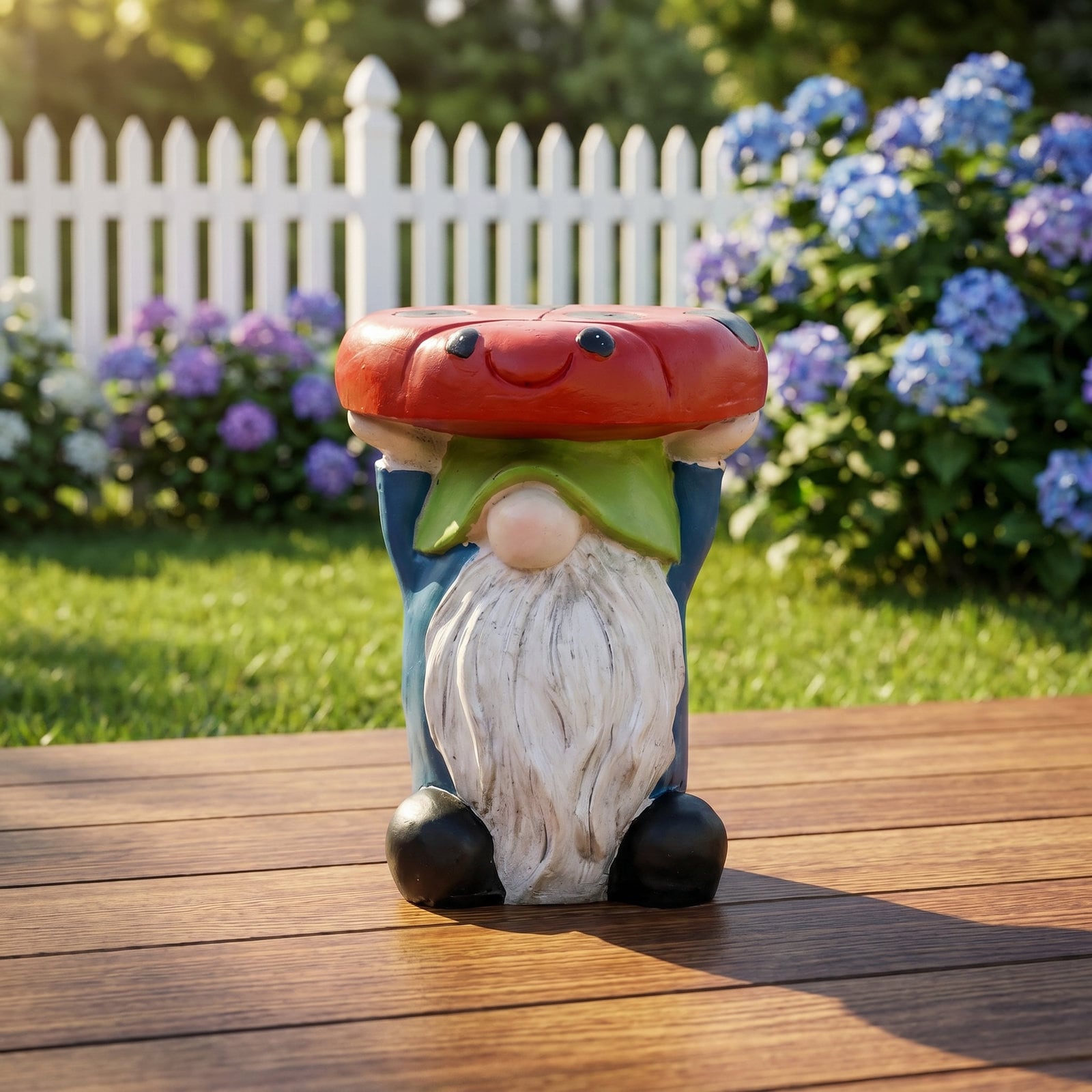 SunJet Gnome Holding Mushroom Multi Purpose Statue Table Fibre