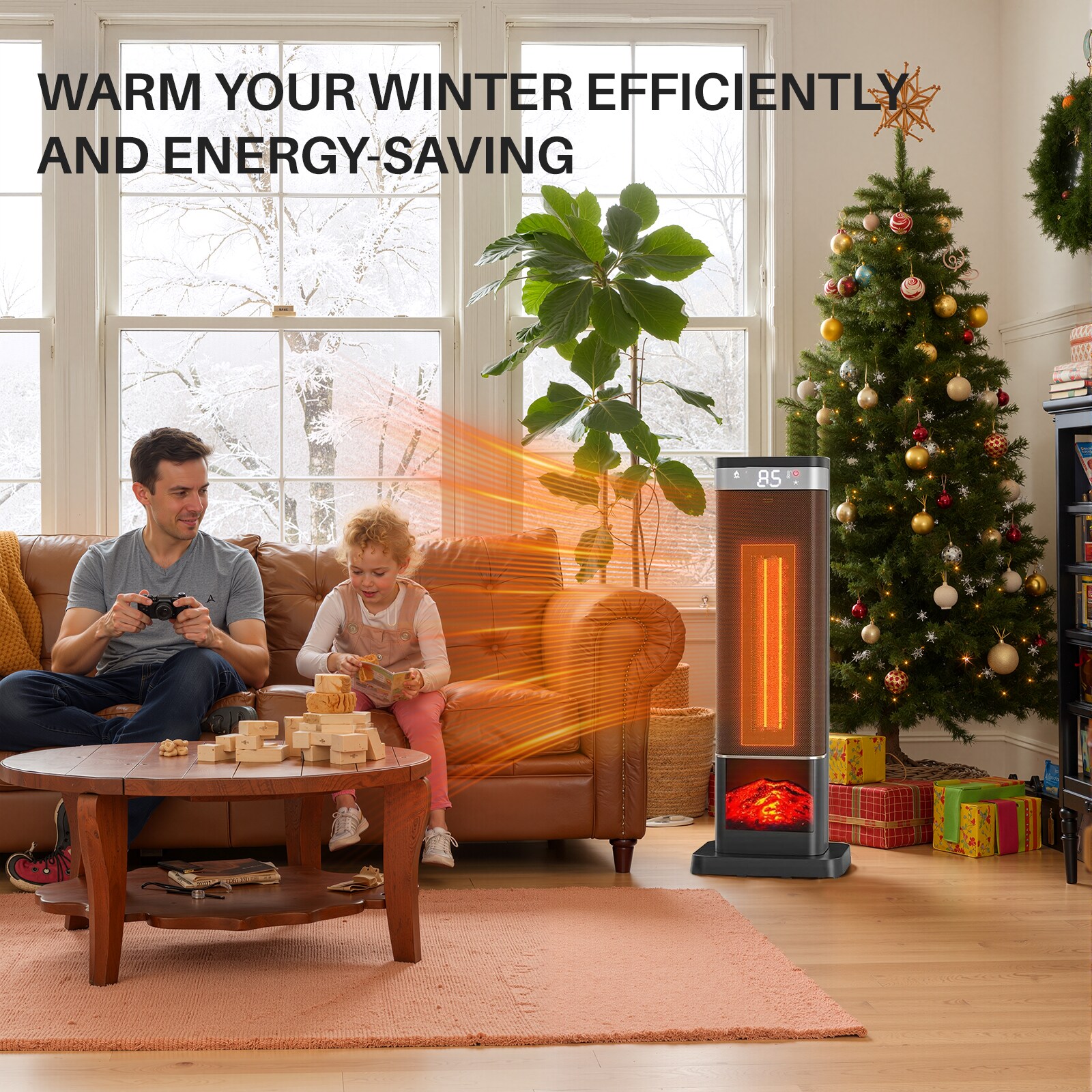 電気ヒーター Franc TOWER LED SWING HEATER Haysky 1500 -Watt Convection Tower Indoor Electric Space Heater