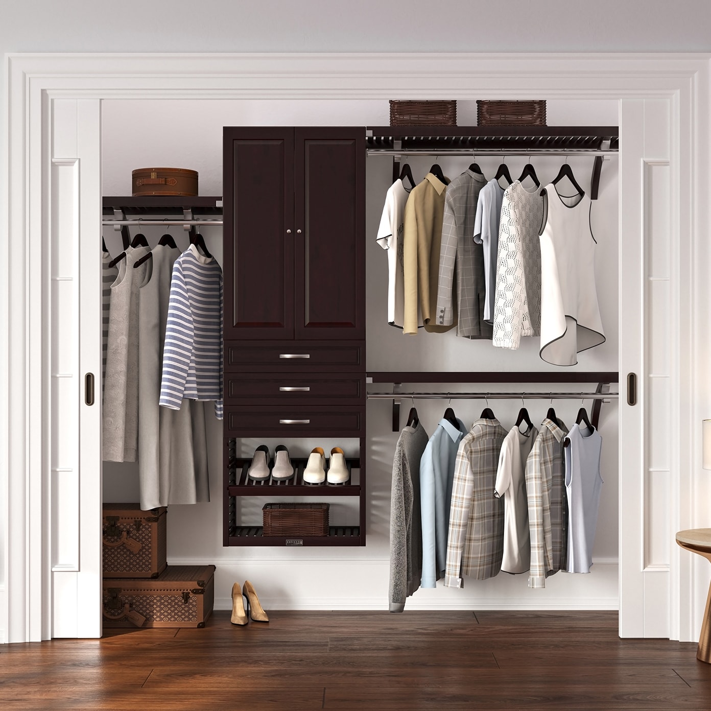 John Louis Home JLH-320WC-E-SD 4-Feet to 10-Feet W x 7-Feet H Espresso Ventilated Shelving Wood Closet System