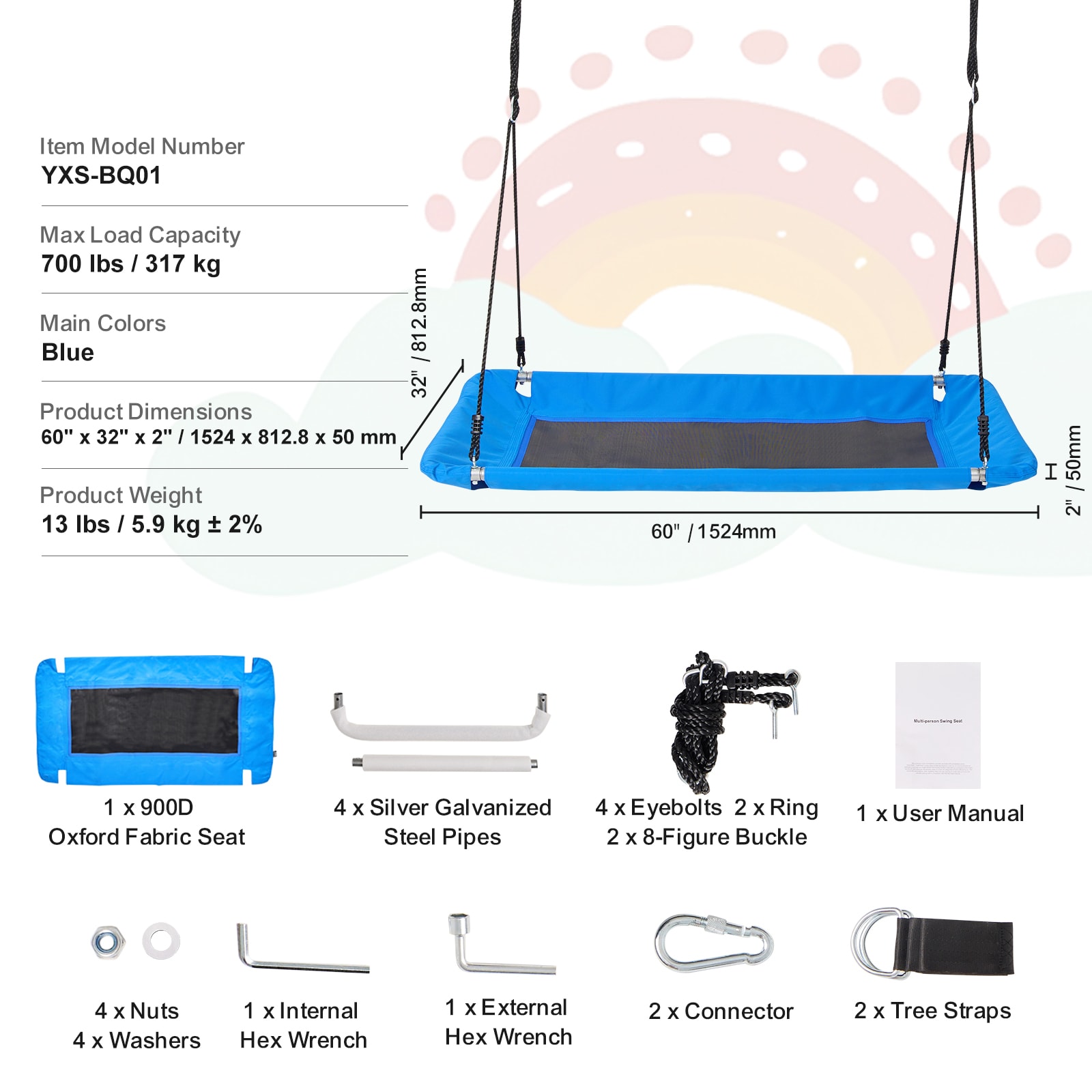 VEVOR SCLSJD60YCSQ04493V0 Playset-Swings - View #7