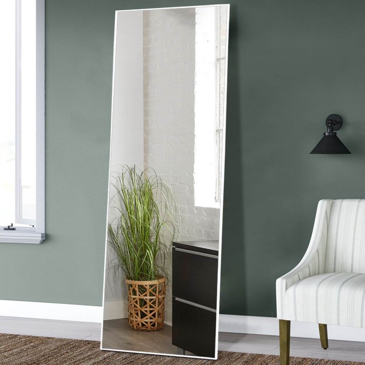 HomeRoots 4000397818 24-Inches W x 71.0-Inches H Rectangle White clear Framed Full Length Wall Mirror