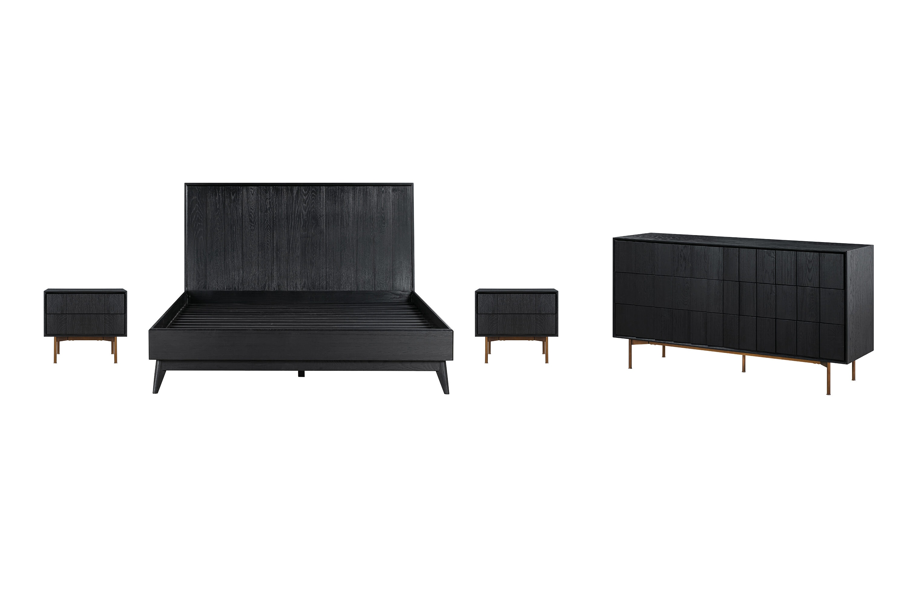 Armen Living SETCFBDBLQN4A Black Brushed Queen Bedroom Set