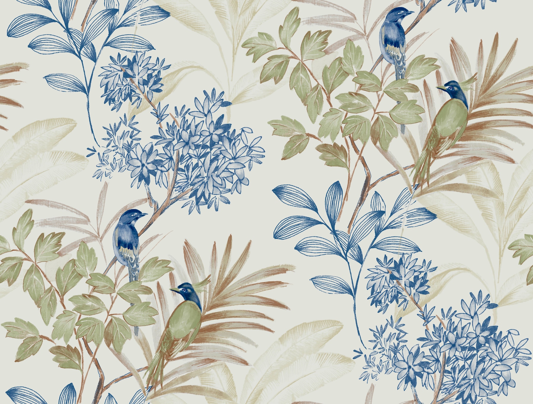 York Wallcoverings PSW1518RL Watercolor Botanicals 45-Sq. Feet Green Blue Non-woven Floral Self-adhesive Peel and Stick Wallpaper