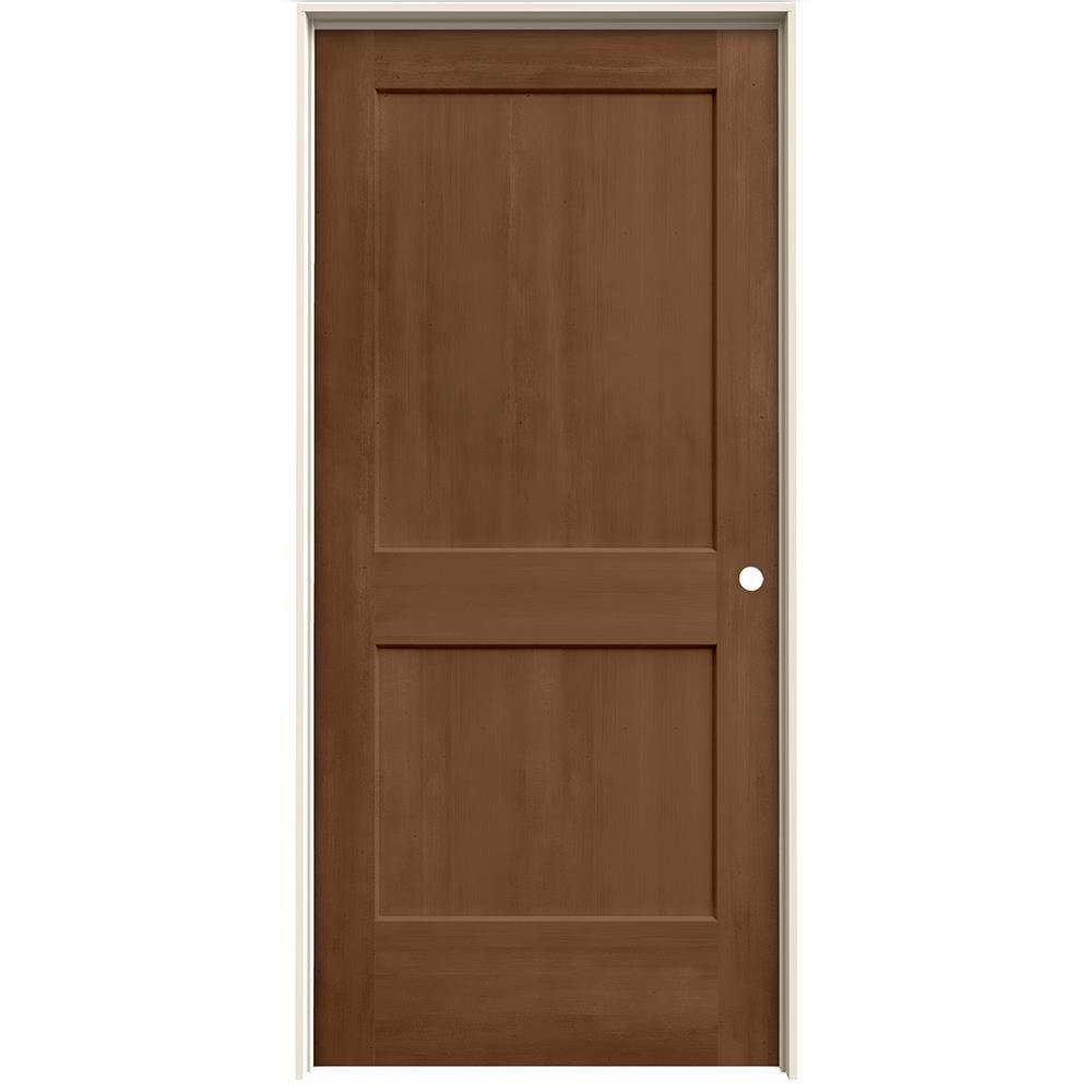 JELD-WEN 36-in x 80-in Hazlenut Solid Core 2-panel Square Left Hand Smooth Stained Molded Composite Flat Jamb Single Prehung Interior Door in Brown -  LOWOLJW222201065