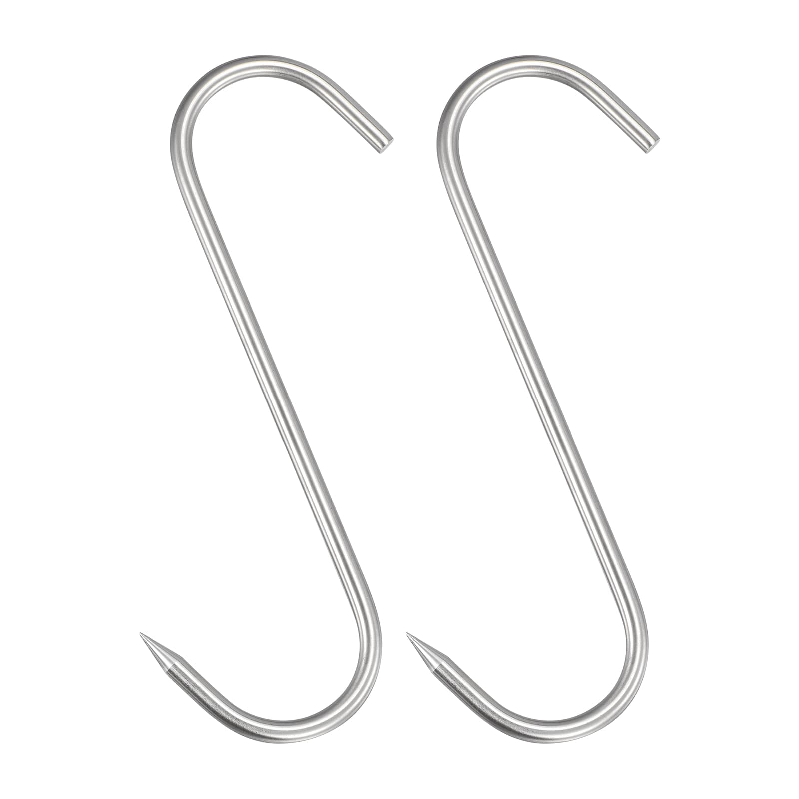 Unique Bargains 11.81 Inch Meat Hooks 0.31 Inch Thick Stainless Steel Butcher S-Hook for Meat Processing Chicken Fish Beef Hanging Drying Smoking 2Pcs