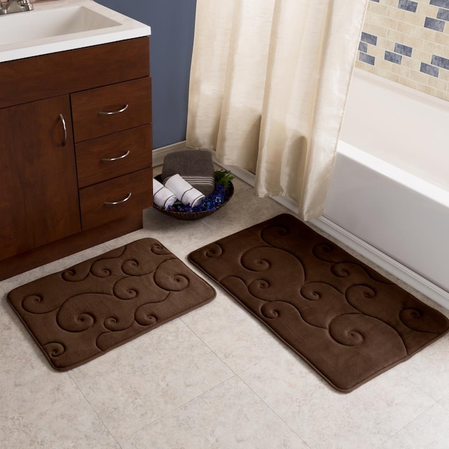 Hastings Home Bathroom Mats 32.25-in x 20.25-in Chocolate Rubber Memory  Foam Bath Mat in the Bathroom Rugs & Mats department at