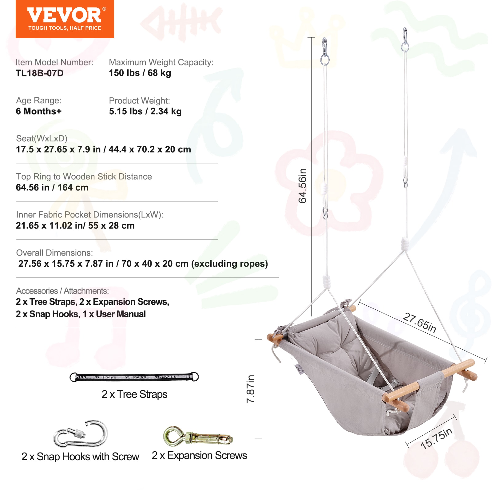 VEVOR FBDCQQZYFBZYMBCRWV0 Playset-Swings - View #8