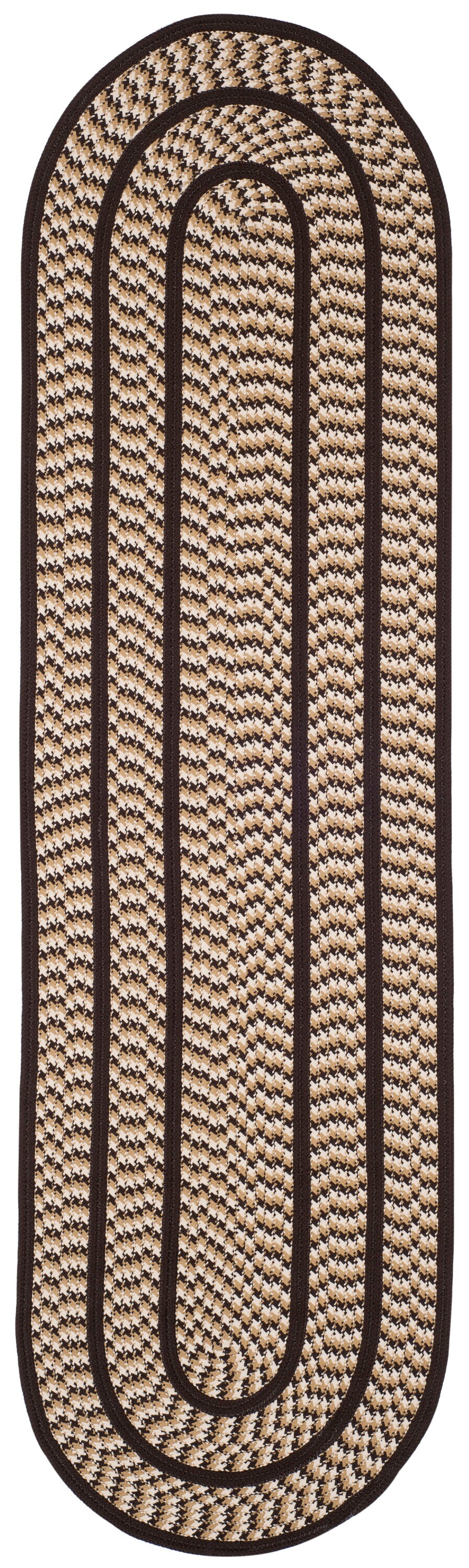 Safavieh BRD401E-28OV Braided Montpelier 2 x 8 (ft) Polypropylene Ivory/Dark Brown Oval Indoor Stripe Farmhouse/Cottage Runner rug