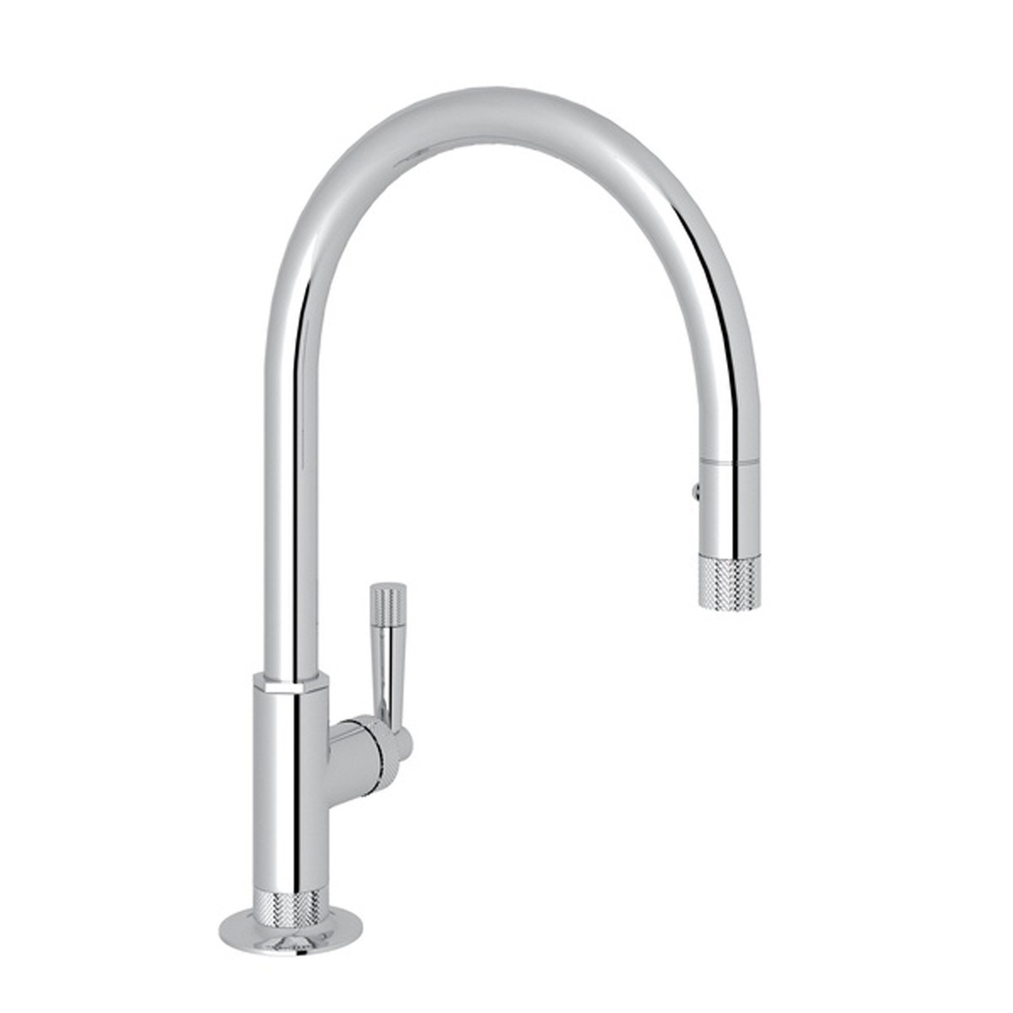 Transitional 15" Polished Nickel Kitchen Faucet with Pull-out Spray