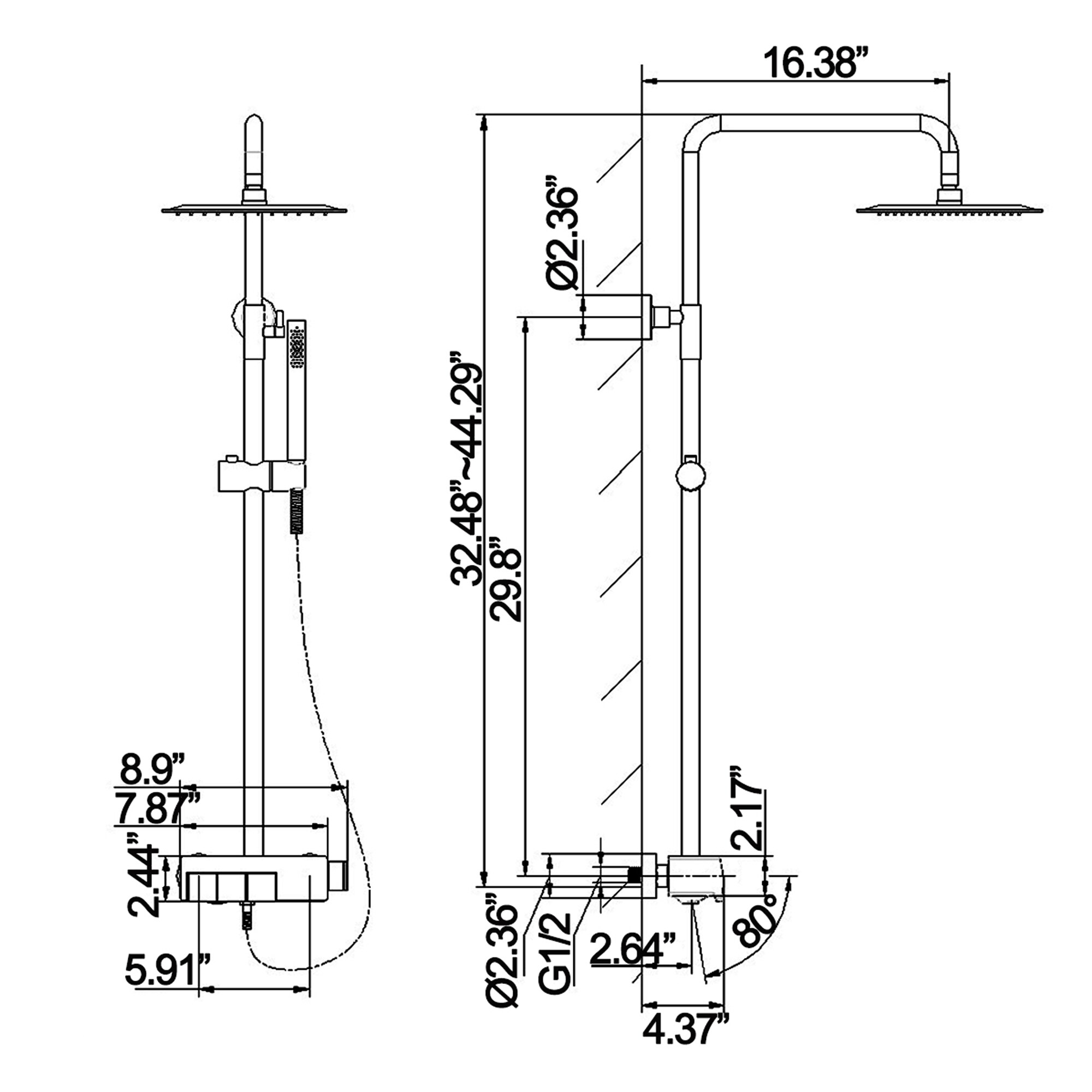 Nestfair KPS81001G Showerhead-Bar-Panels - View #7