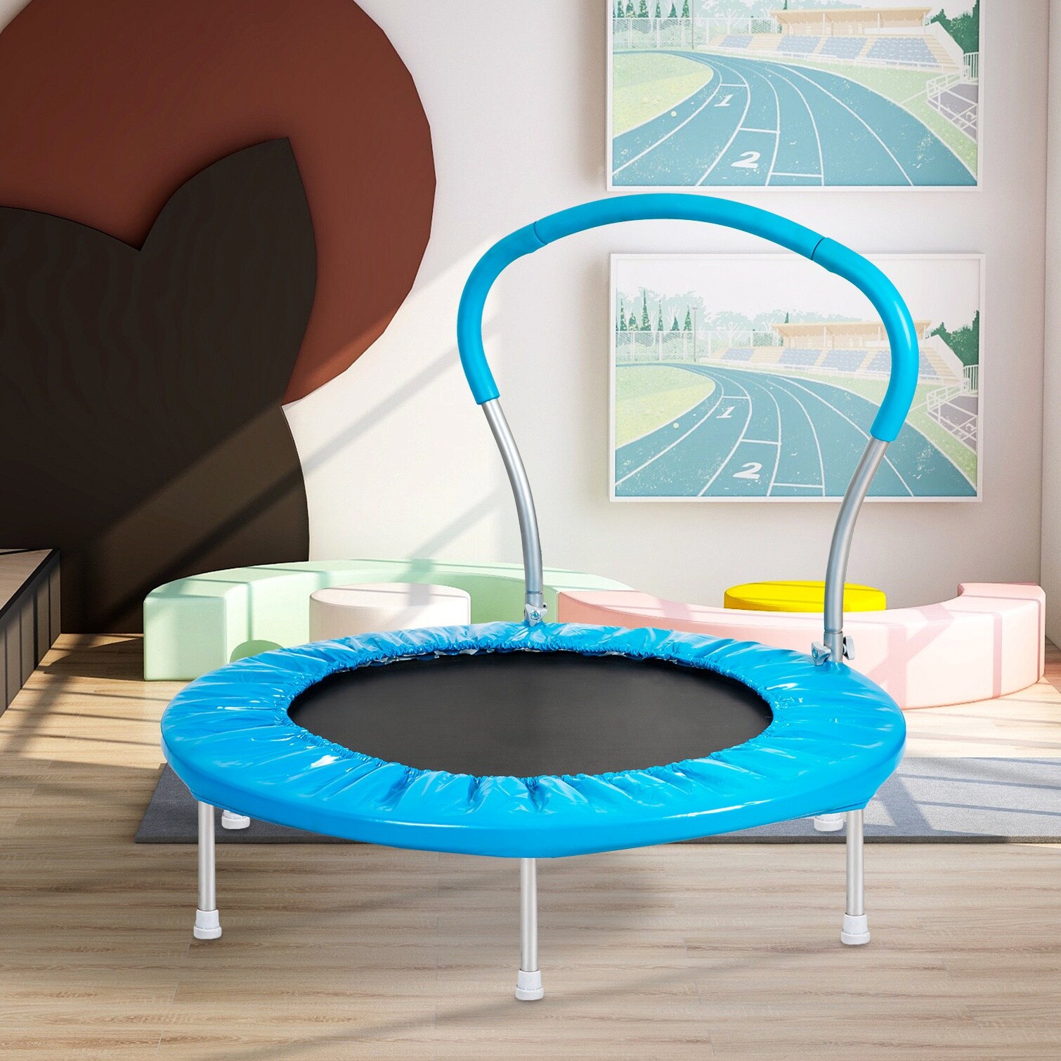 SunJet Storage and Stable-Handle Fitness 36-Inch Round Blue-Toned Metal ...