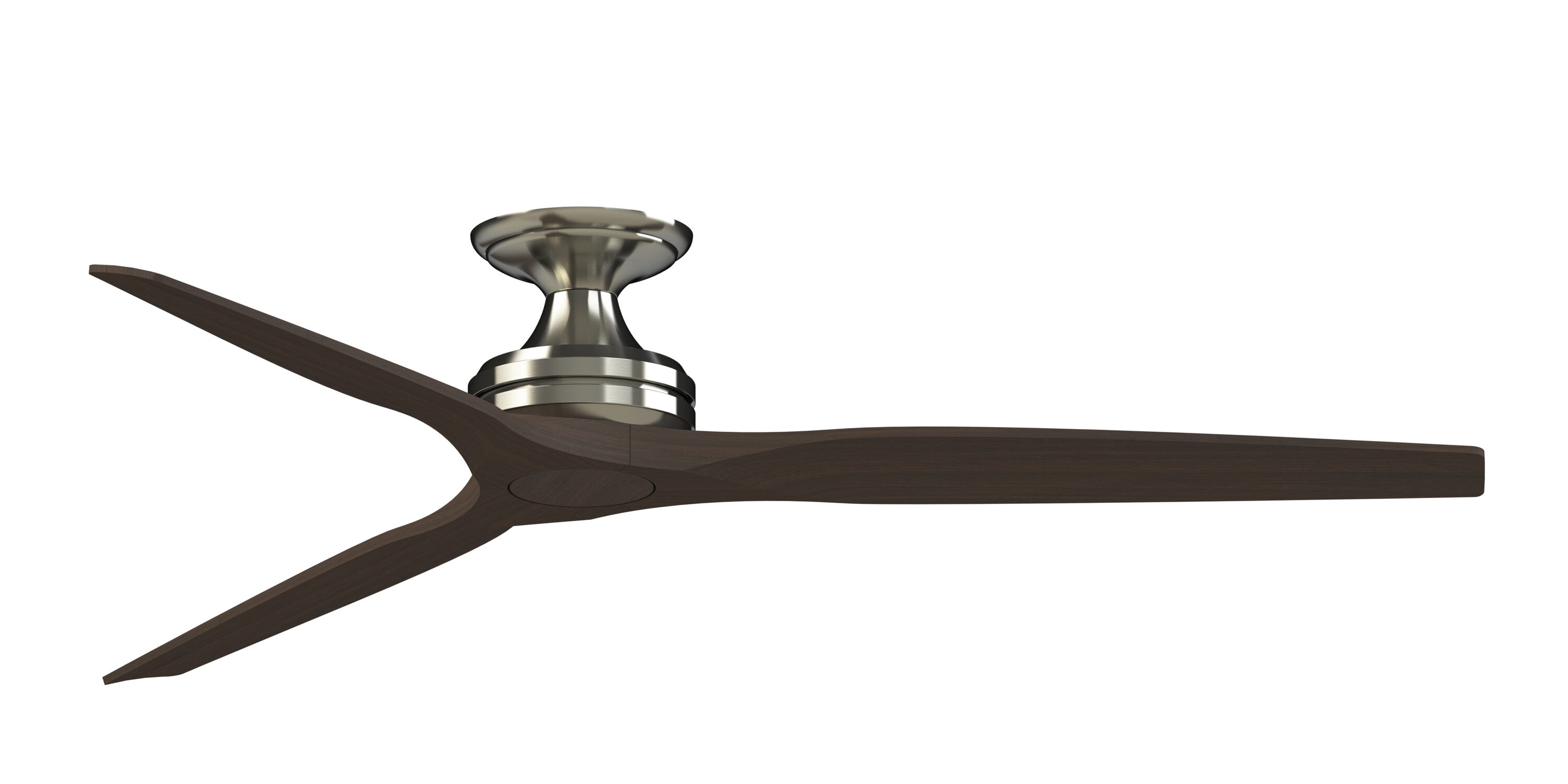 Fanimation FPD6721BBN-64DWA-F Spitfire 64-in Outdoor Flush Mount Smart Brushed Nickel with Dark Walnut Blades Propeller Ceiling Fan Light Kit Compatible - Remote Included ( 3 -Blade )