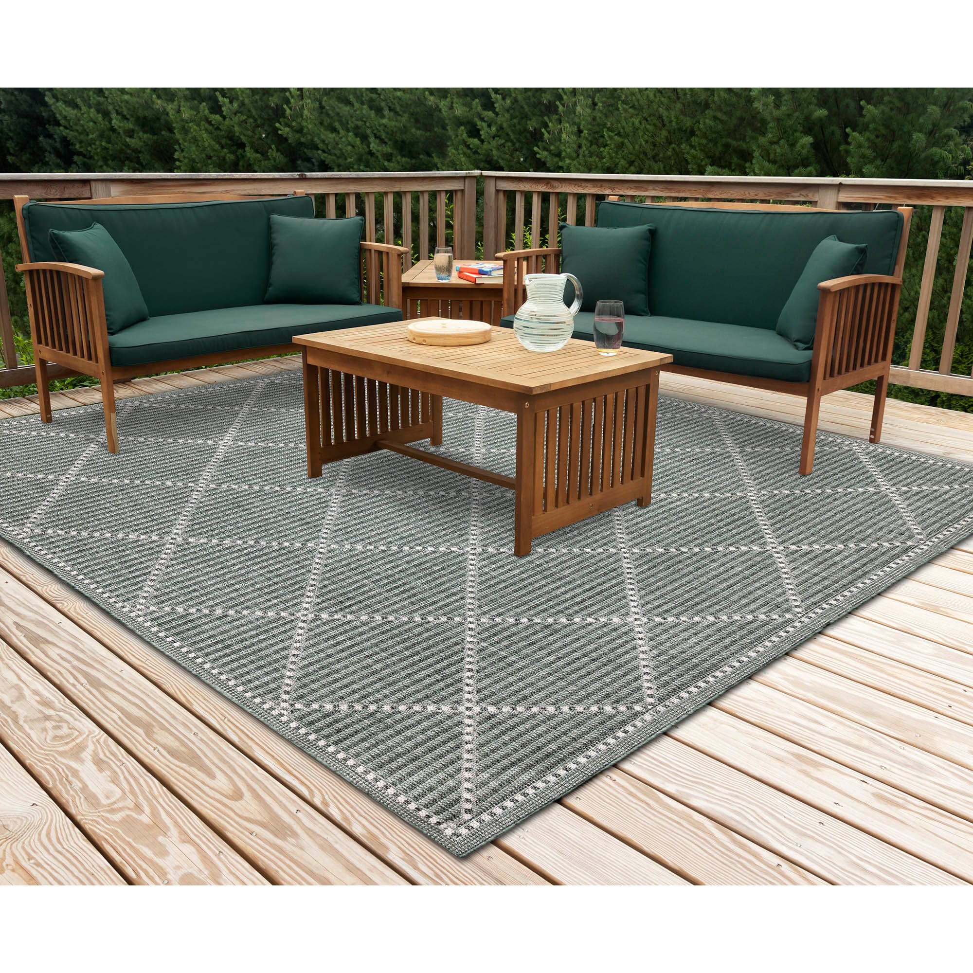 Liora Manne MAUR8822506 Malibu 2 x 8 (ft) Loomed Polypropylene Green Rectangular Indoor/Outdoor Geometric Runner rug
