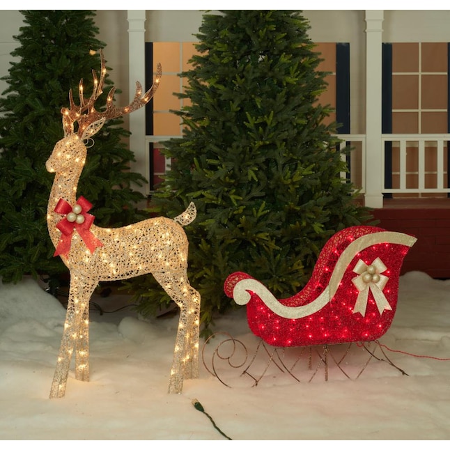 EverStar 56-in Sleigh Free Standing Decoration with Multicolor ...