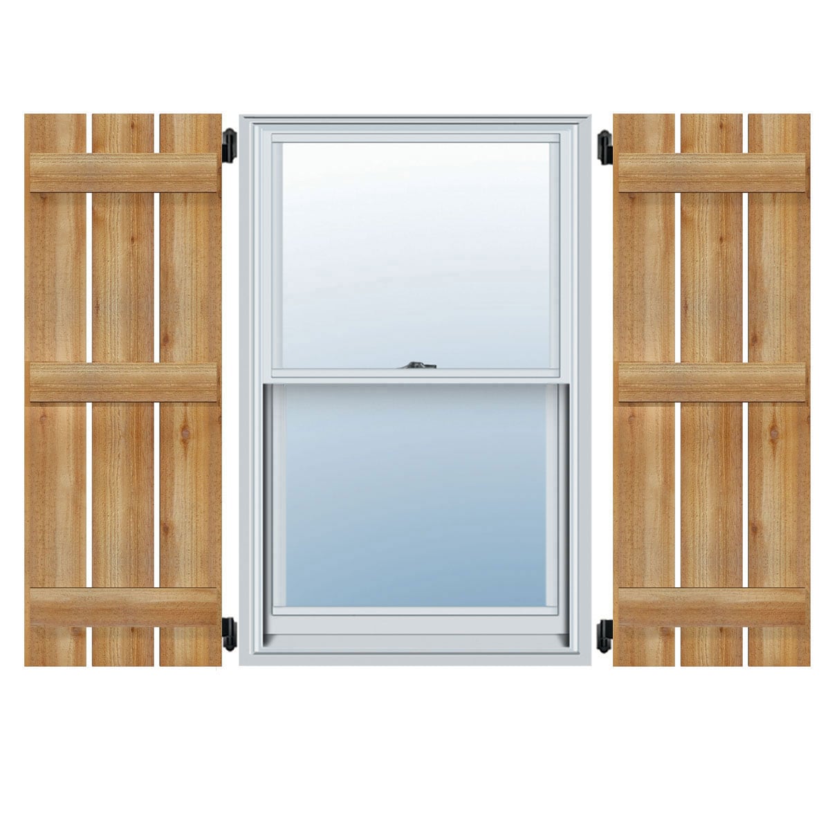 Ekena Millwork RBS06S35X057RWR 34.75-in W x 57-in H Unfinished Paintable/Stainable Board and batten Spaced Wood Exterior Shutters ( 2 -Pack )