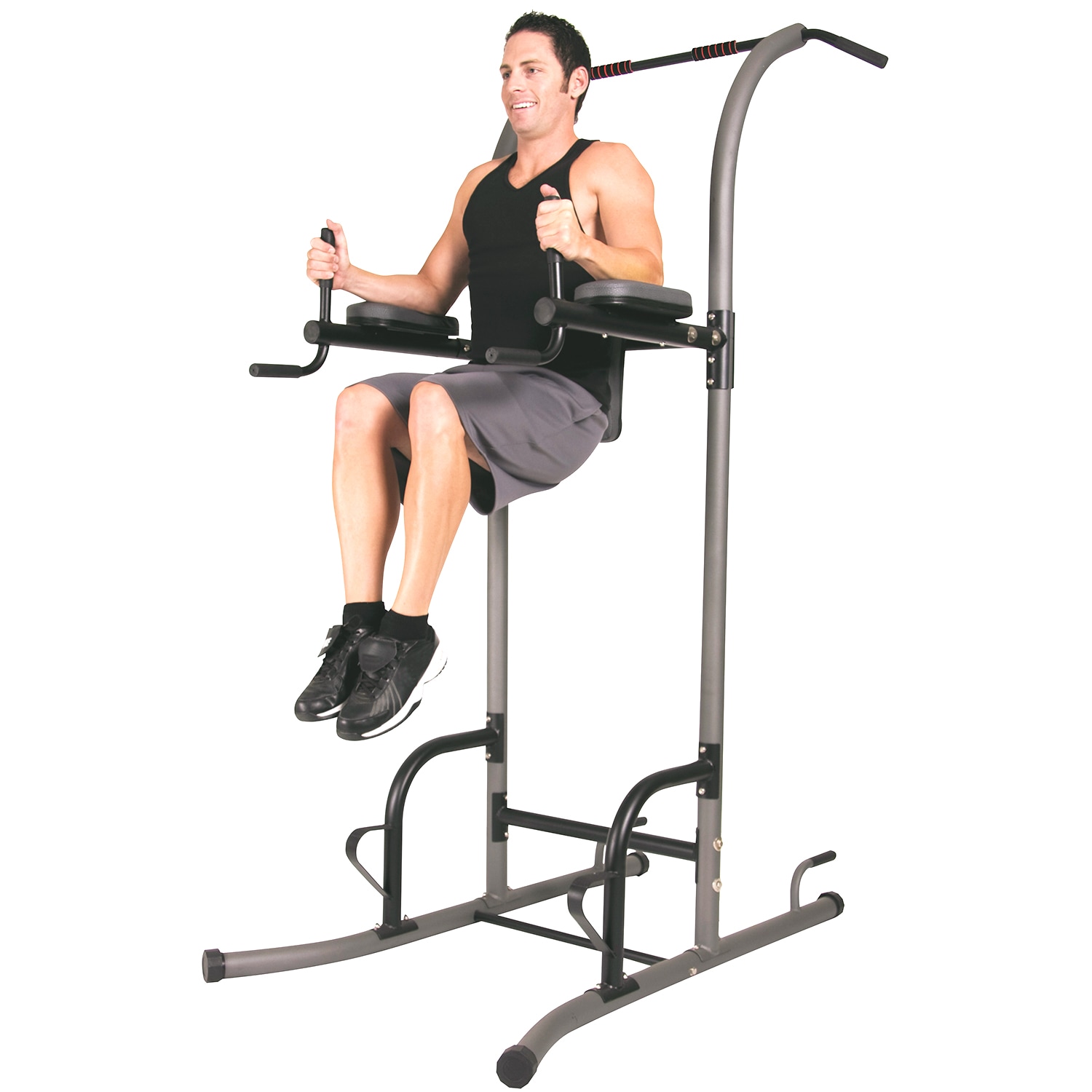 Body Flex Sports Body Champ Fitness Multi Function Power Tower - Grey, 5  Workout Stations, Adjustable Dip Handles, Multiple Grips in Gray