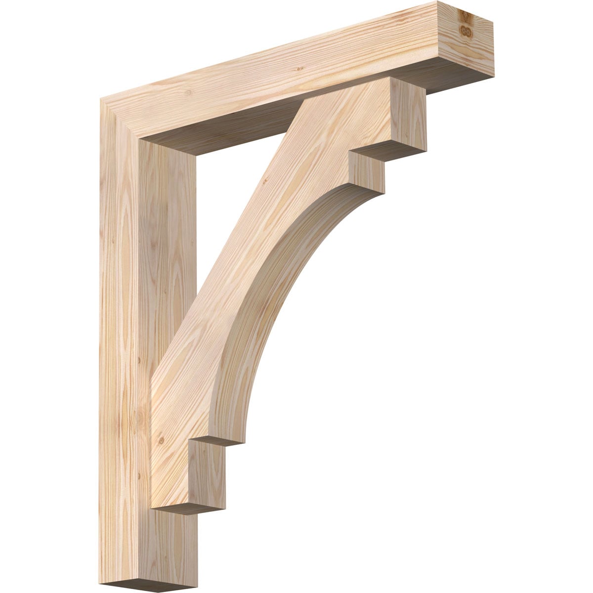 Ekena Millwork 1463353 Merced Block Smooth Bracket with Offset Brace 5-1/2-in x 28-in x 32-in Douglas fir Brown Wood Standard bracket