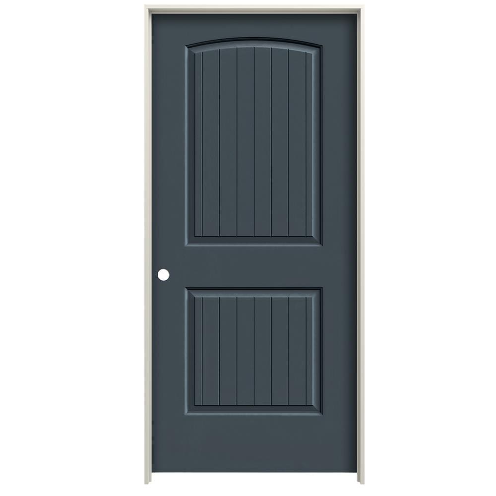 RELIABILT LO1002649 30-in x 80-in Slate Hollow core 2-panel round top plank Right hand Smooth Prefinished Molded composite Flat Jamb Single Prehung Interior Door