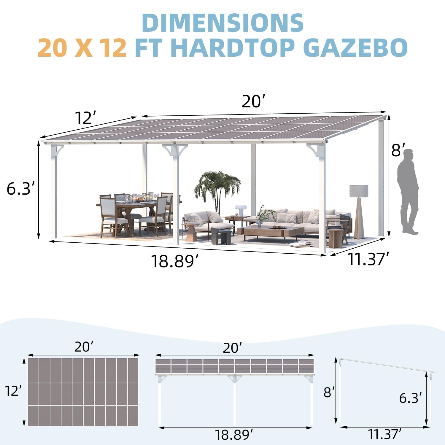 AECOJOY 16403WH-LS01 Wood-Resin-Gazebos - View #3