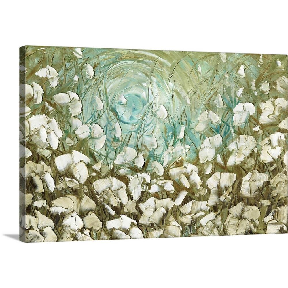 GreatBigCanvas 2527073-24-24X16 Landscape White Flowers by Sus 16-in H x 24-in W Abstract Print on Canvas