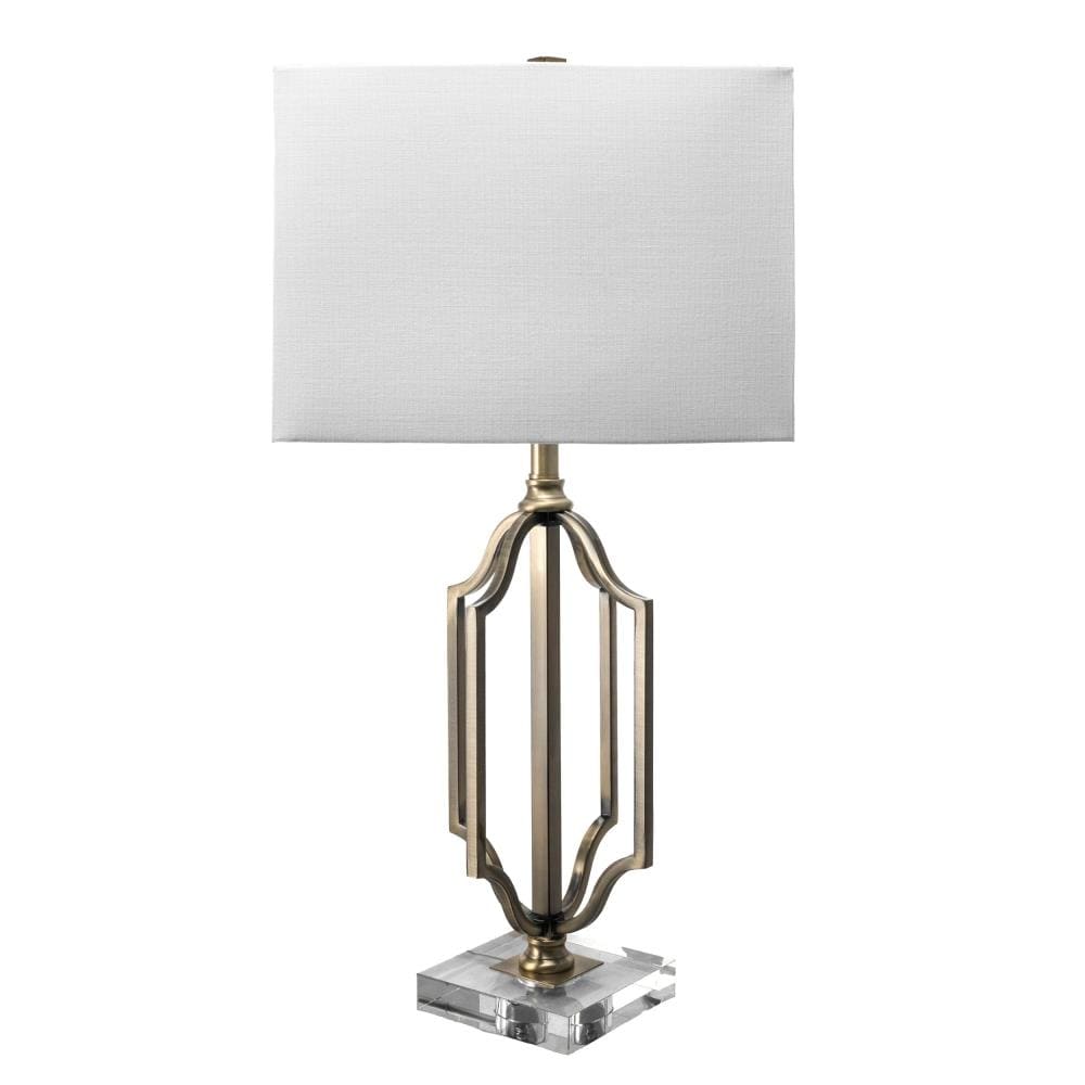 nuLOOM 32-in Antique Brass 3-way Table Lamp with Linen Shade at Lowes.com