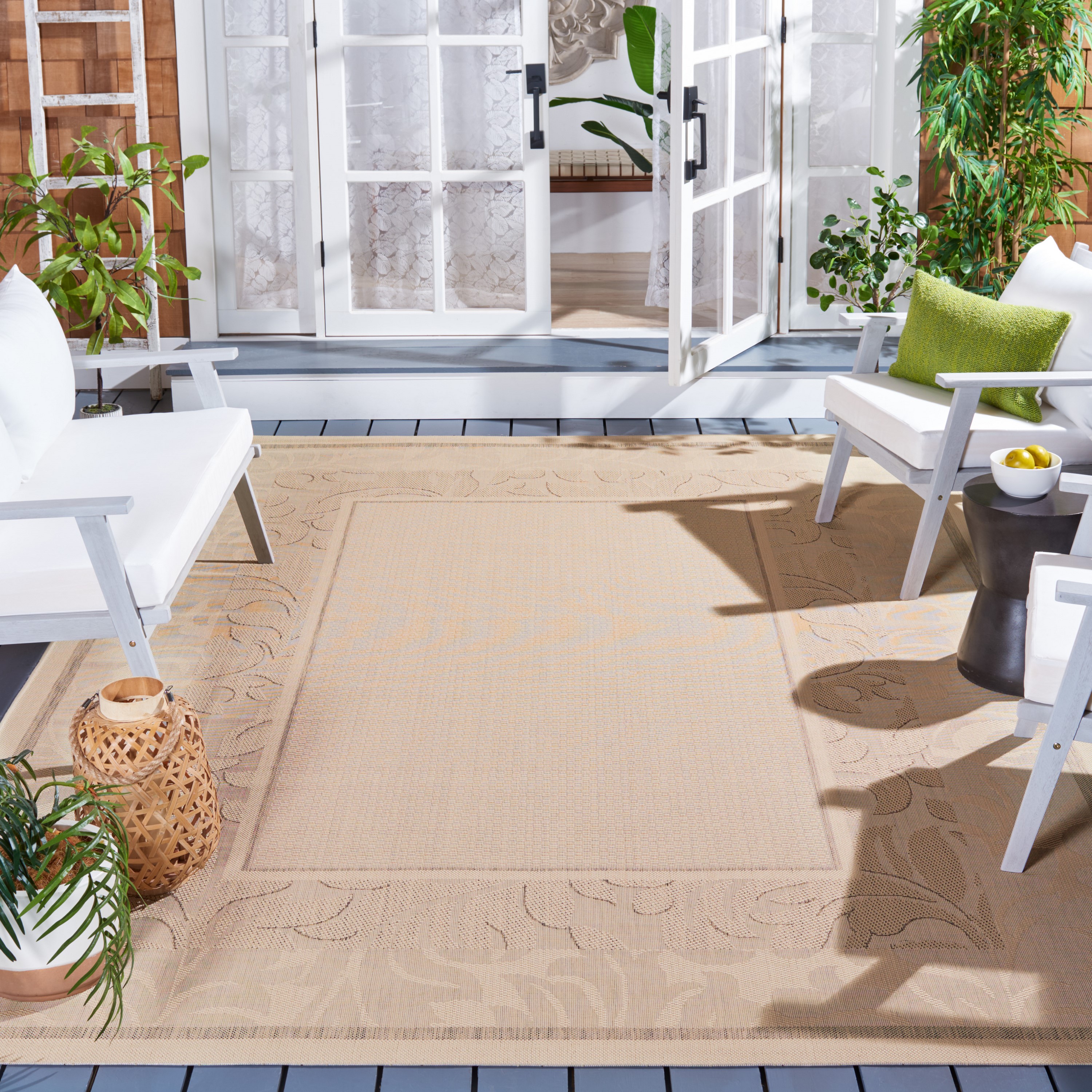 Safavieh CY1704-3001-3 Courtyard Cerate 3 x 5 (ft) Loomed Polypropylene Natural/Brown Rectangular Indoor/Outdoor Border Throw rug