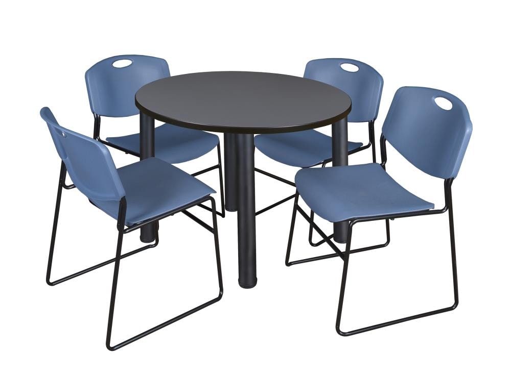 Regency TB42RNDGYBPBK44BE Breakroom Gray 4-Person Training Table (42-in W x 29-in H)