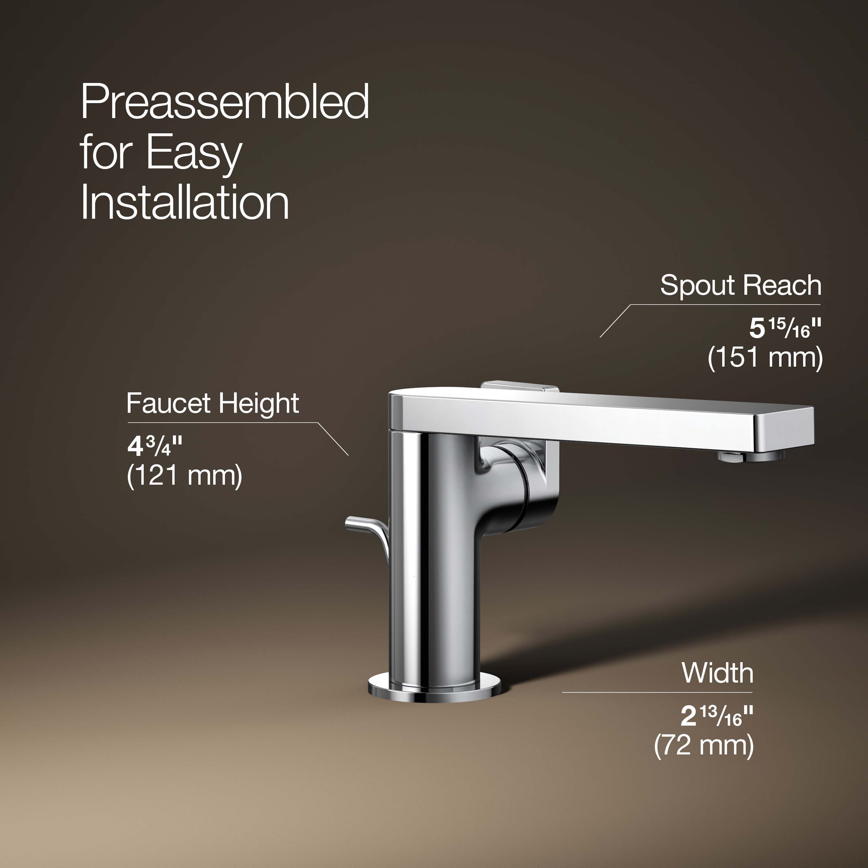 Composed Minimalist Polished Chrome Single-Handle Bathroom Faucet
