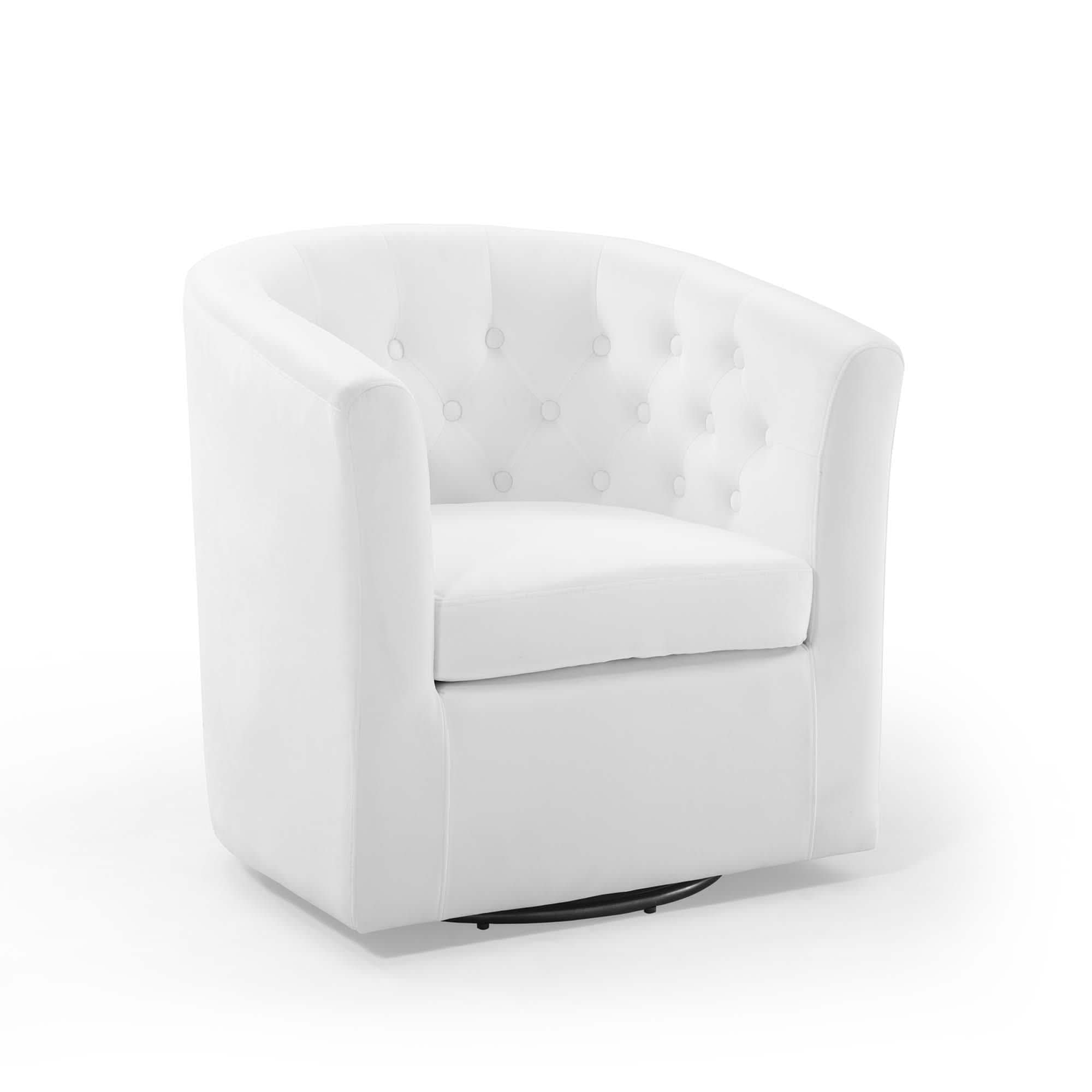  Prospect Tufted Performance Velvet Swivel Armchair in White