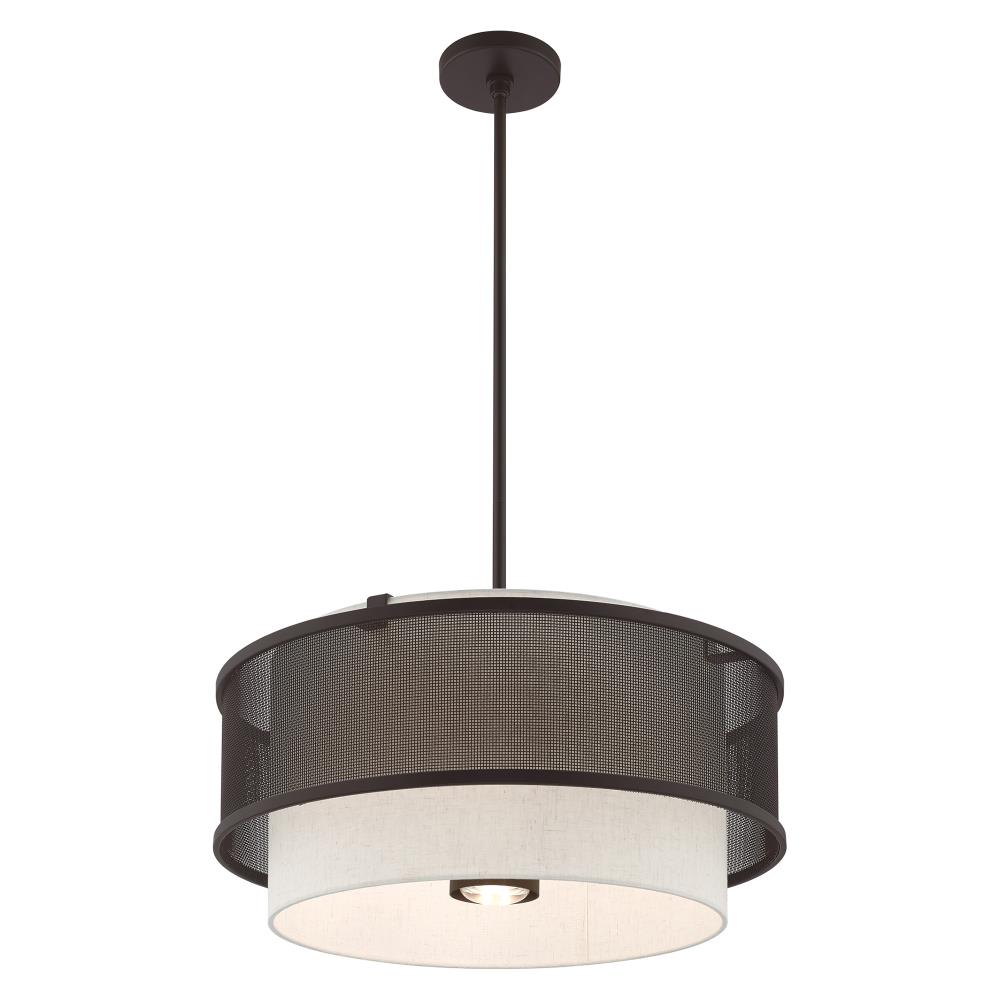 Braddock Bronze 4-Light Drum Chandelier with Oatmeal Shade