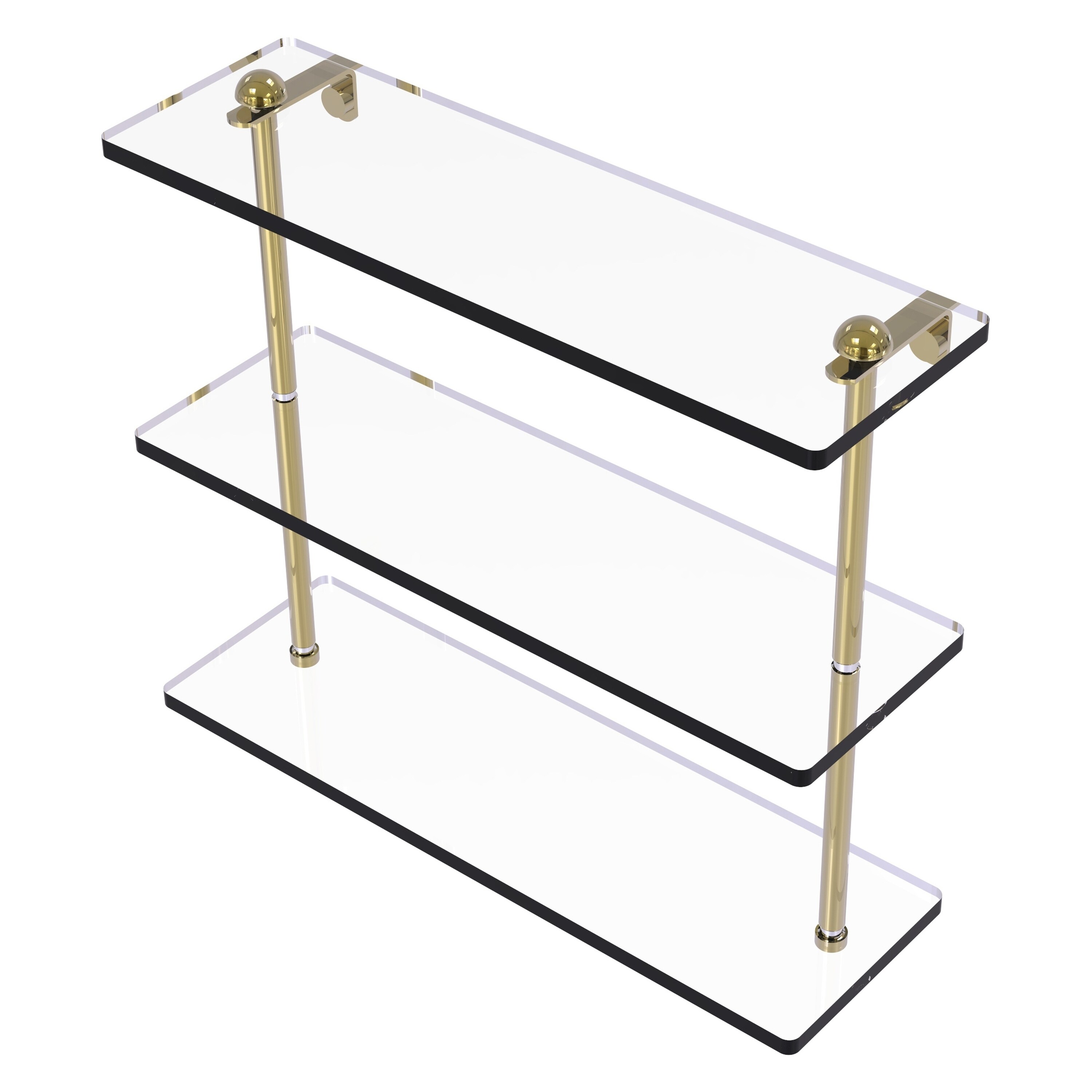 Allied Brass RC-5/16-UNL Unlacquered Brass 3 -Tier Wall mount Corner Bathroom Shelf ( 16-in x 15-in x 5-in )