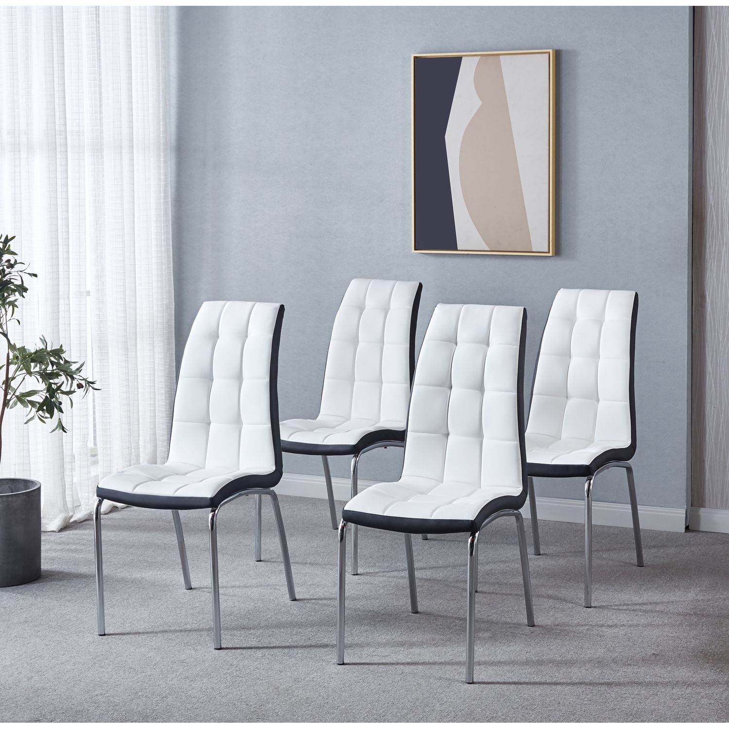 JASMODER White Contemporary/Modern Dining Room Set with Rectangular ...