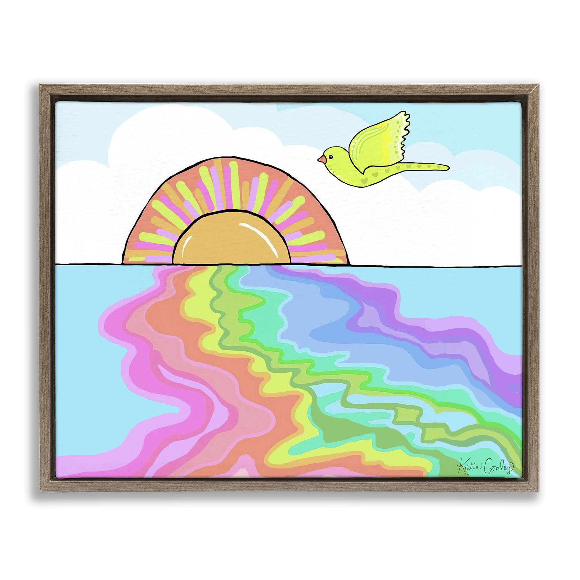 Stupell Industries BS-763-FFE-24X30 Swirling Rainbow Sea Reflection Floating Frame design by Katie Conley