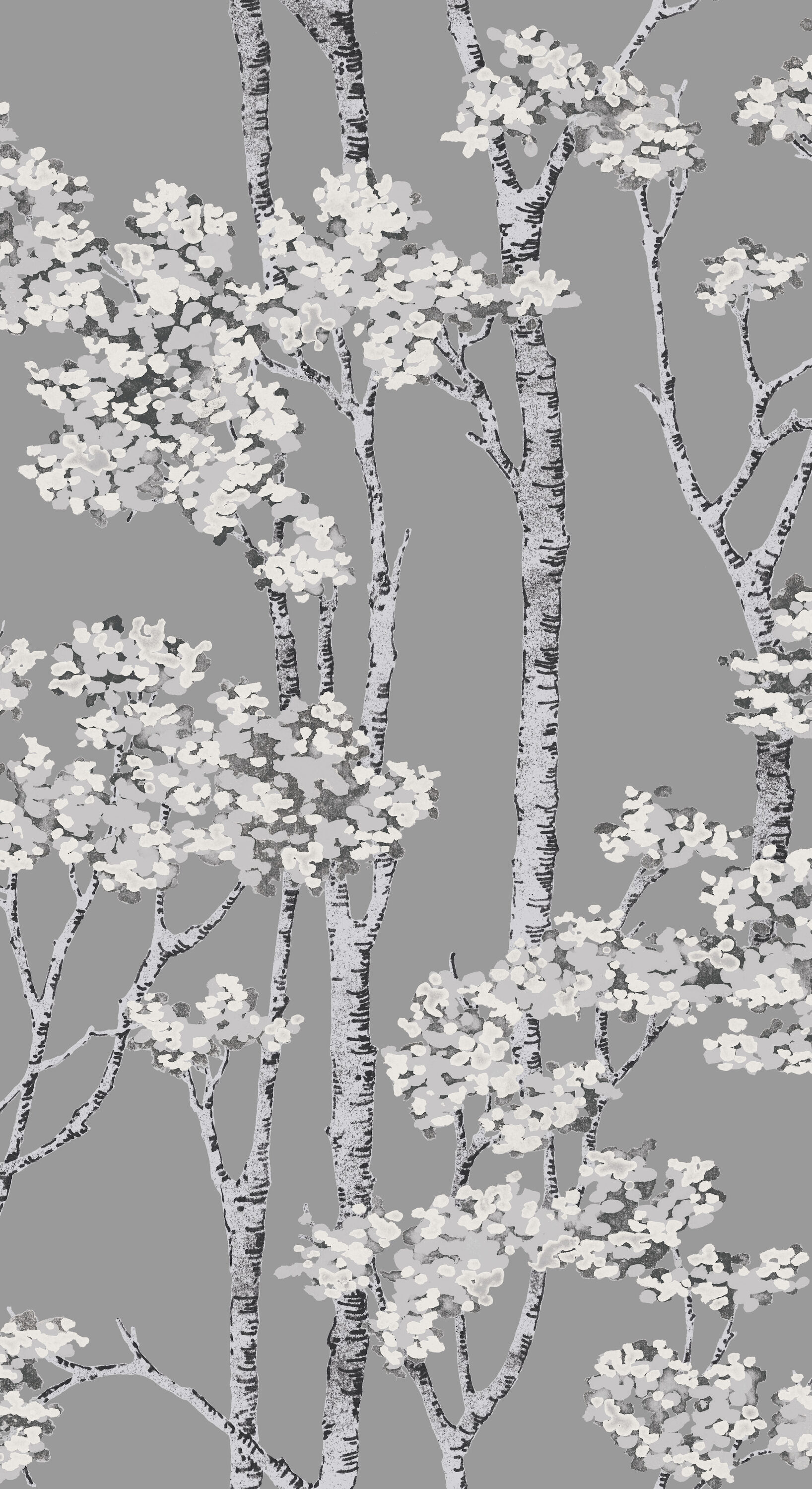 Grey Birch Grove Vinyl Peel and Stick Wallpaper Roll