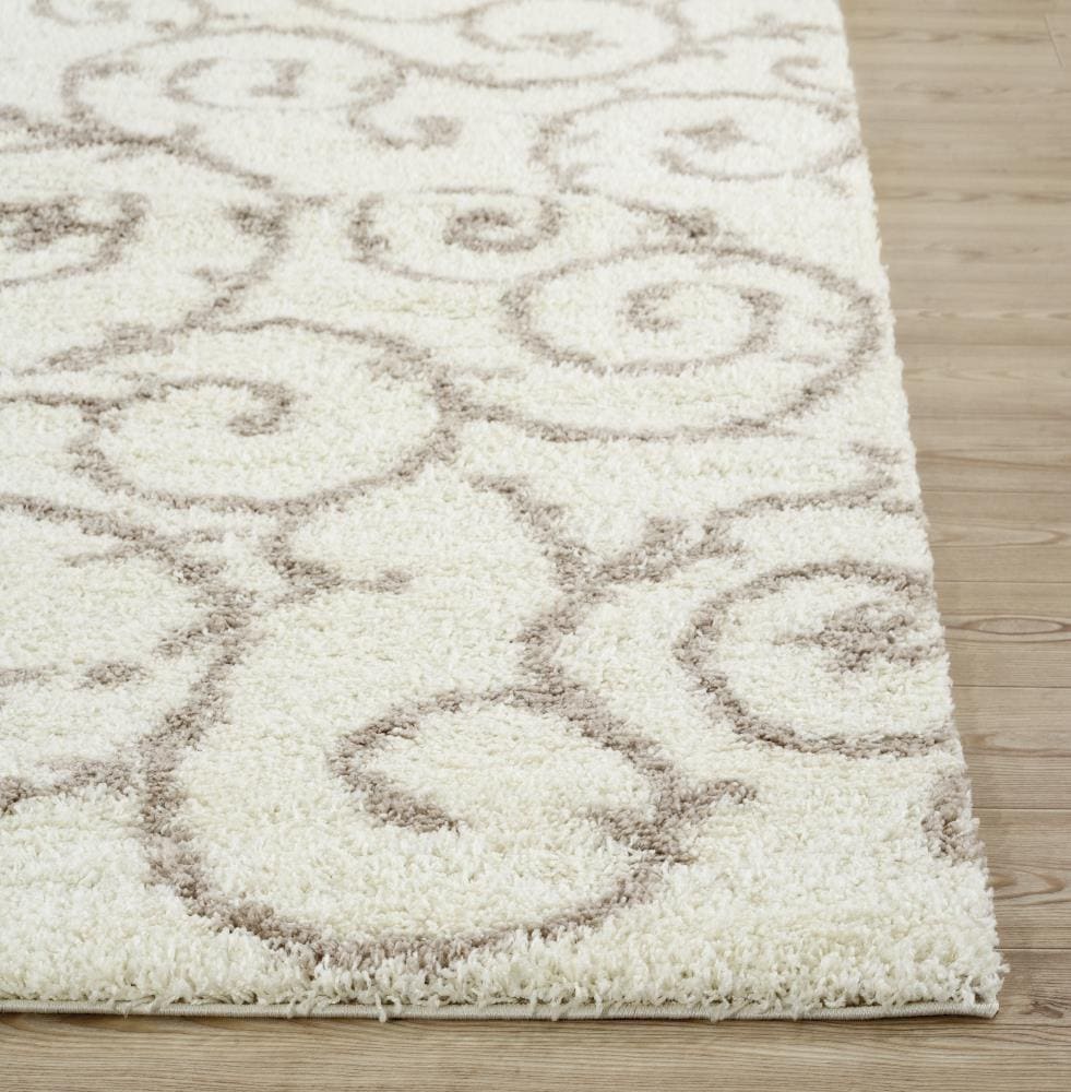 World Rug Gallery Harbor 5 x 7 Shag Cream Indoor Floral/Botanical Mid ...