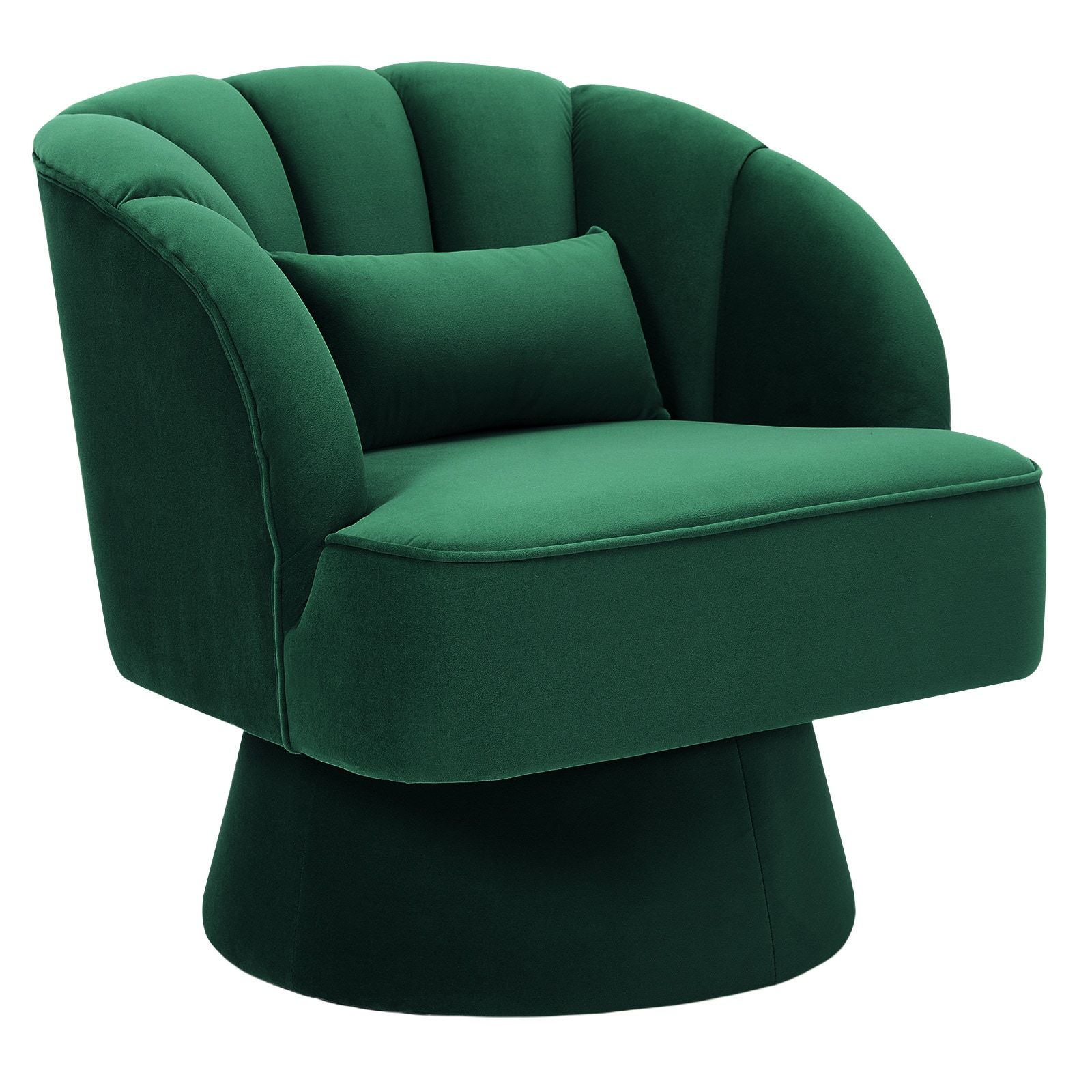 Garvee Modern Swivel Barrel Accent Chair 360 Teddy Fabric Upholstered Armchair with Striped Backrest Plush Round Lounge Chair for Living Room Bedroom Reading Nook