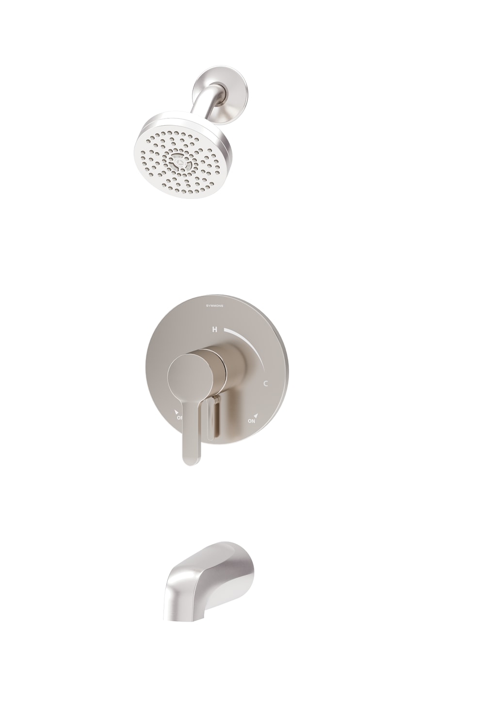 Symmons S3392STN15TRM Solarity Satin Nickel 1-handle Single function 3.94-in Round Bathtub and shower Faucet (Valve Not Included)