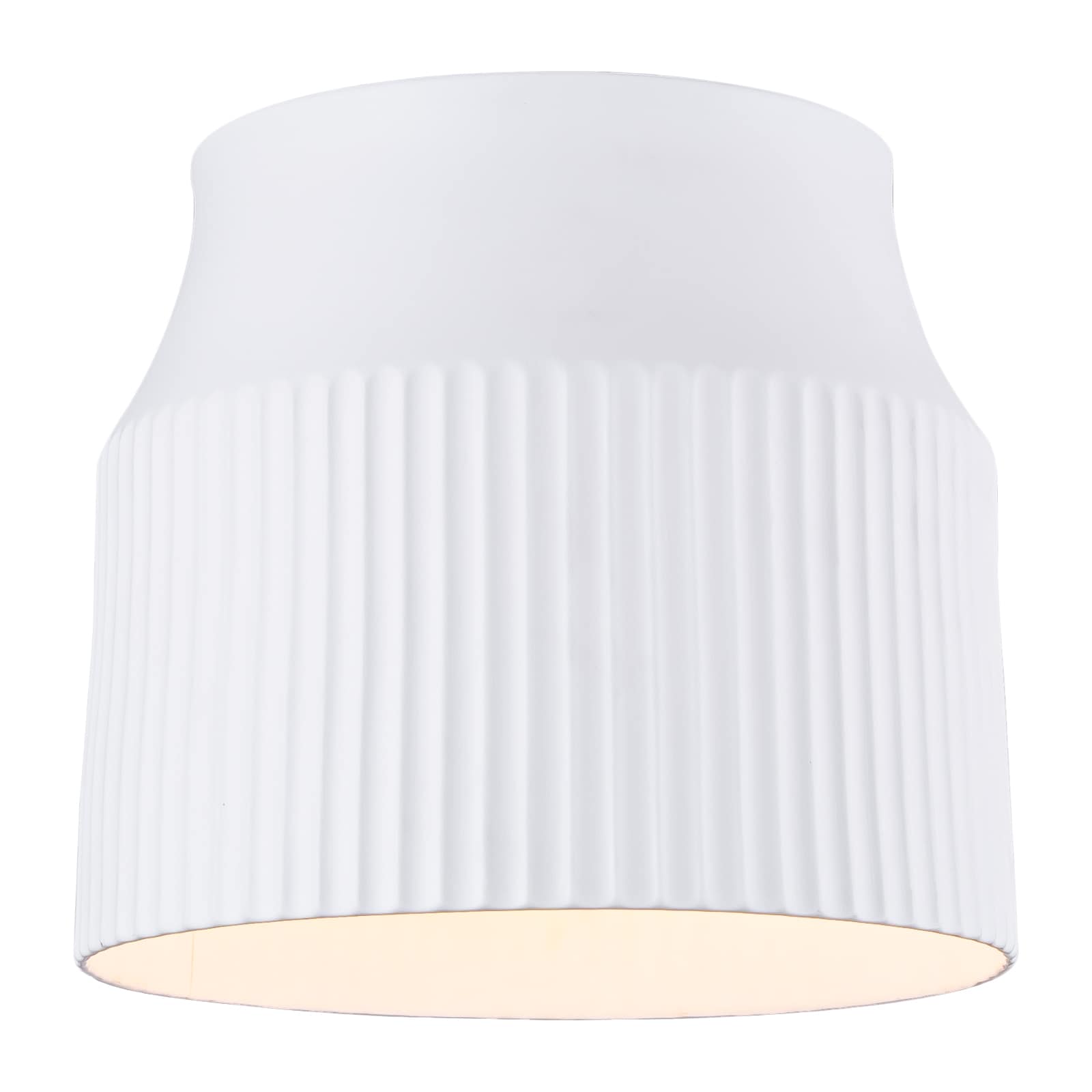 MENCOLULU - Striped Cylinder Ceramic Shade Ceiling Lighting 9.45-in White Indoor 4 -Light Flush M...