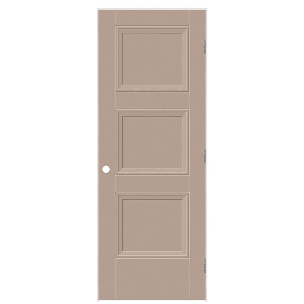 Masonite 1573337 30-in x 80-in Sandpiper Solid core 3-panel square Left hand Smooth Prefinished Molded composite Flat Jamb Single Prehung Interior Door