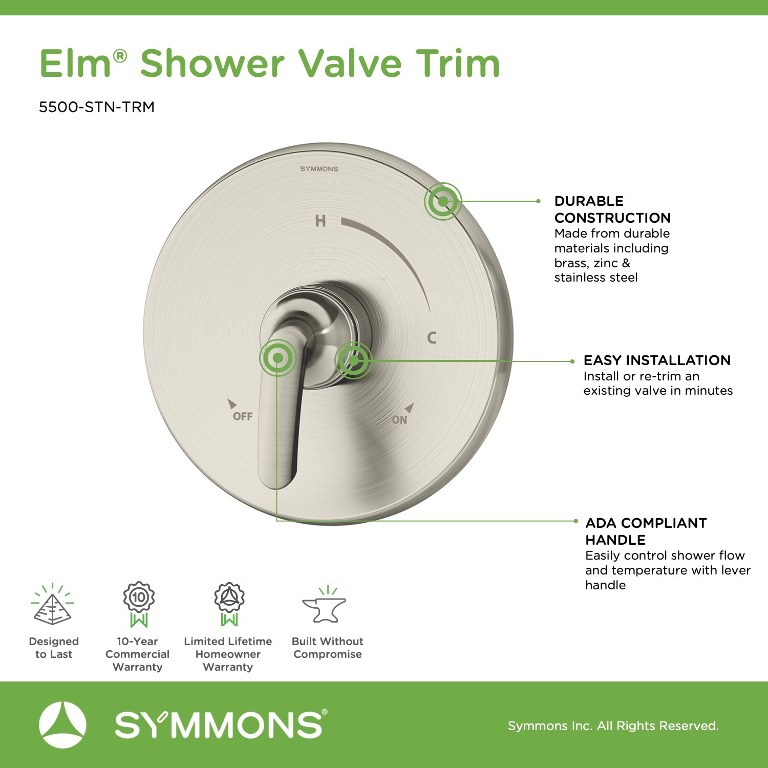 Symmons 5500-STN-TRM Shower-Handles - View #3