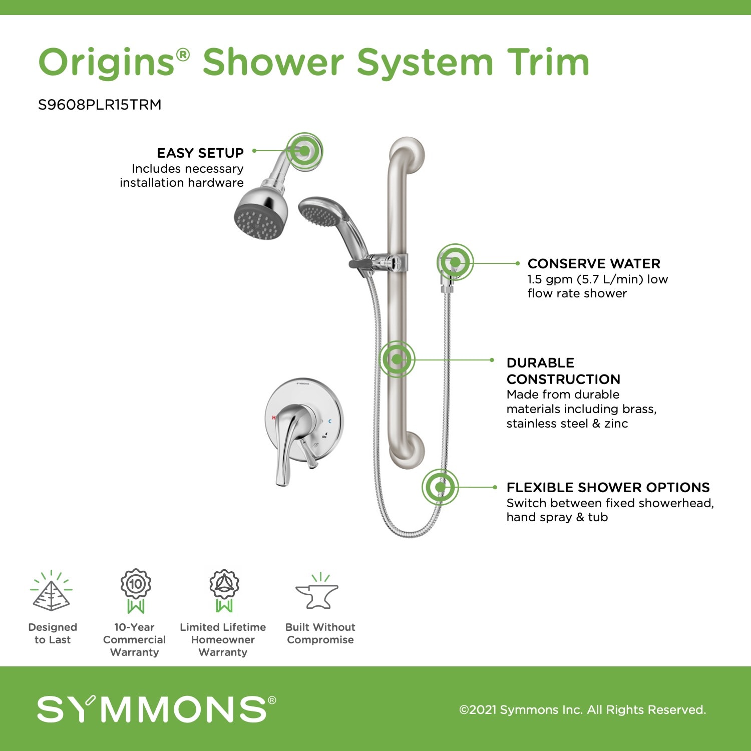 Symmons S9608PLR15TRM Tub-Shower-Faucets - View #3